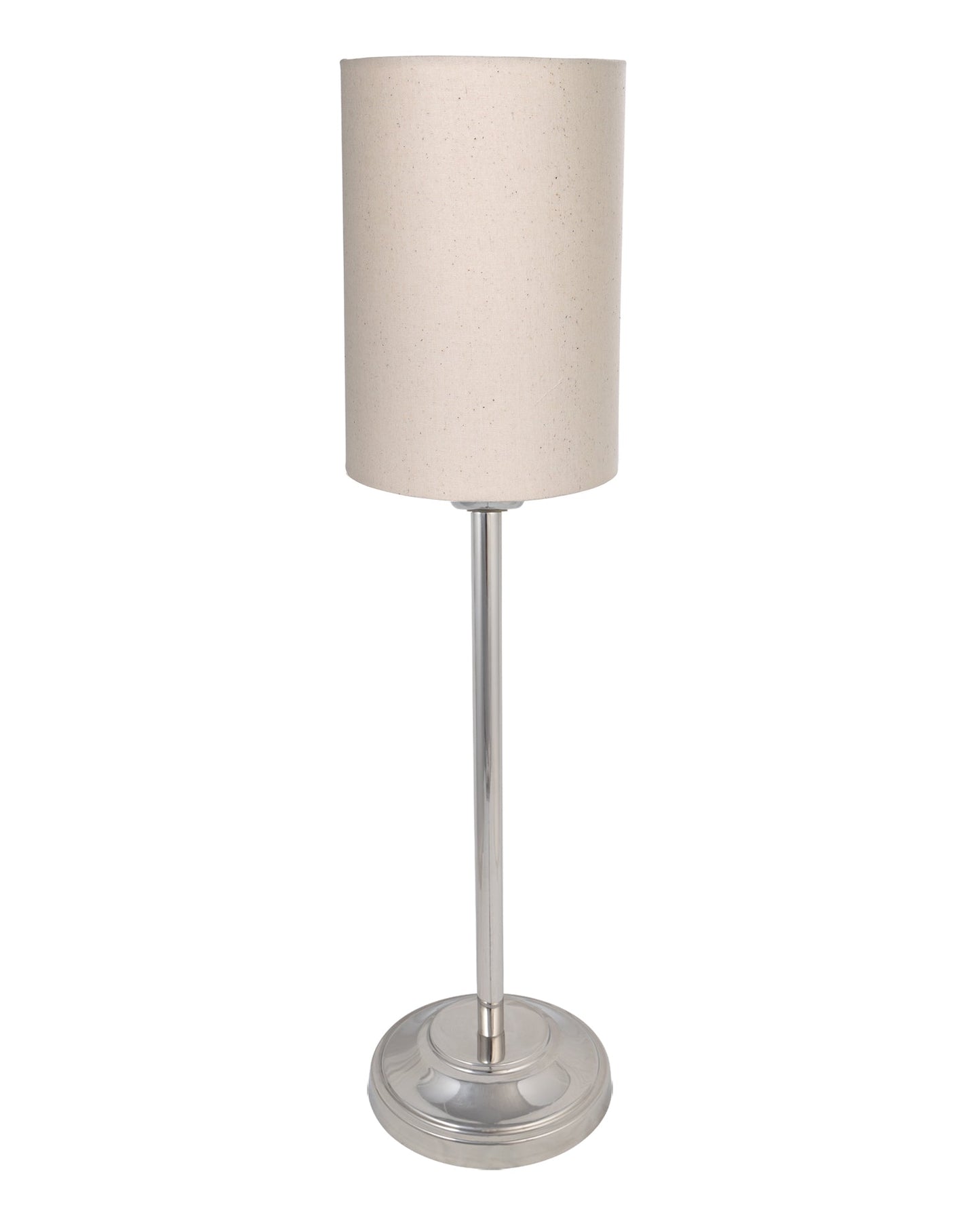 Gray Chrome 13" Basic Table Lamp with Fabric Shade, Bedside Light
