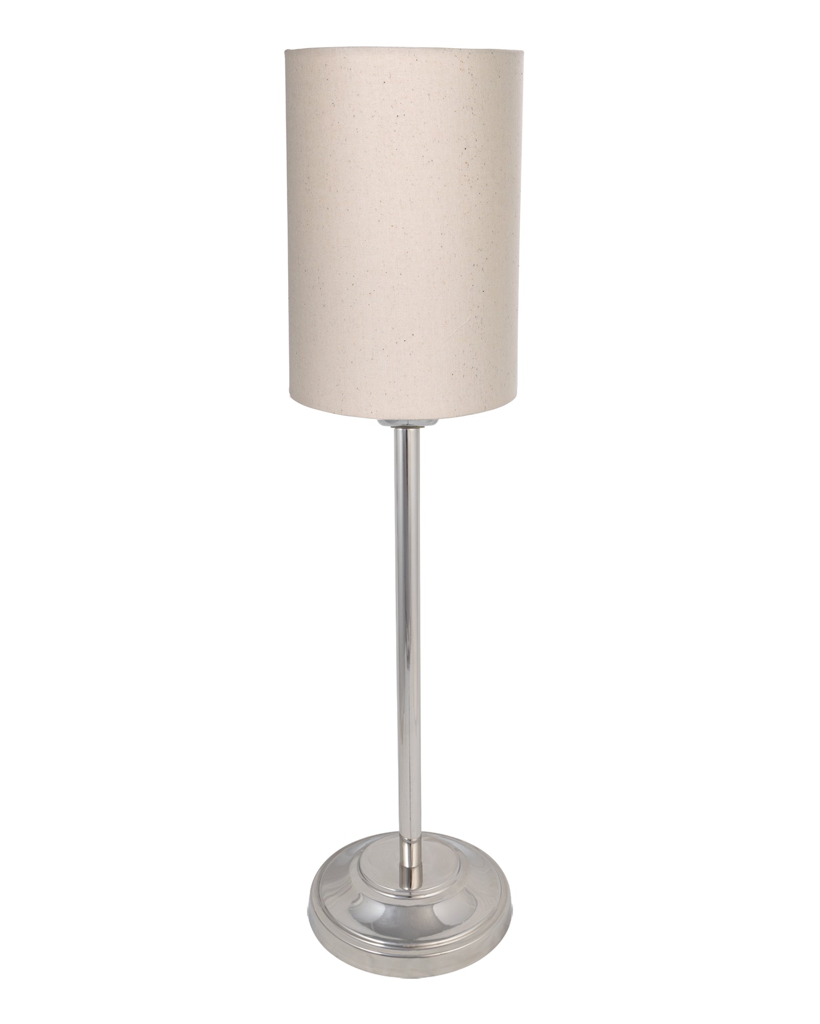 Gray Chrome 13" Basic Table Lamp with Fabric Shade, Bedside Light