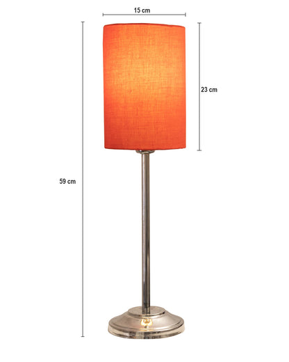 Gray Chrome 13" Basic Table Lamp with Fabric Shade, Bedside Light