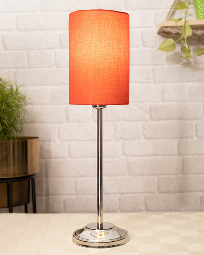 Gray Chrome 13" Basic Table Lamp with Fabric Shade, Bedside Light