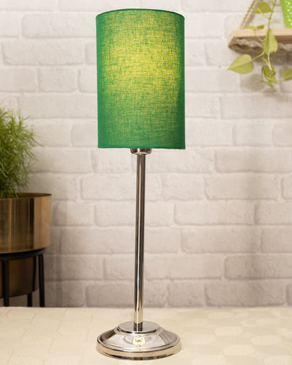 Gray Chrome 13" Basic Table Lamp with Fabric Shade, Bedside Light
