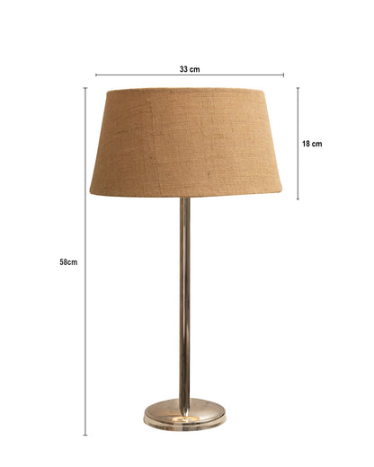 Gray Chrome 16" Suave Table Lamp with Fabric Shade, Bedside Light