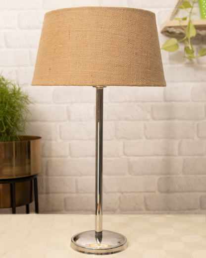 Gray Chrome 16" Suave Table Lamp with Fabric Shade, Bedside Light