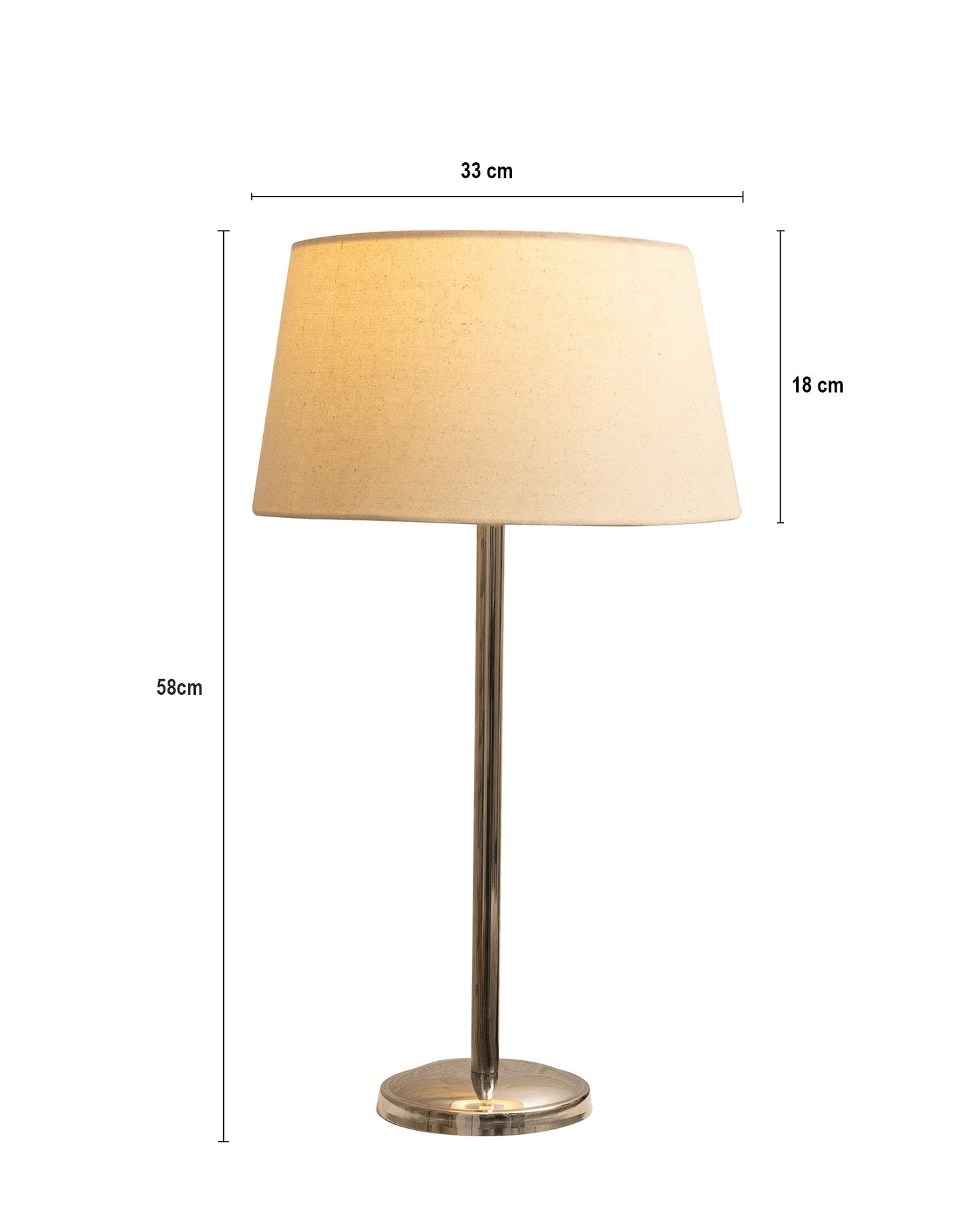 Gray Chrome 16" Suave Table Lamp with Fabric Shade, Bedside Light
