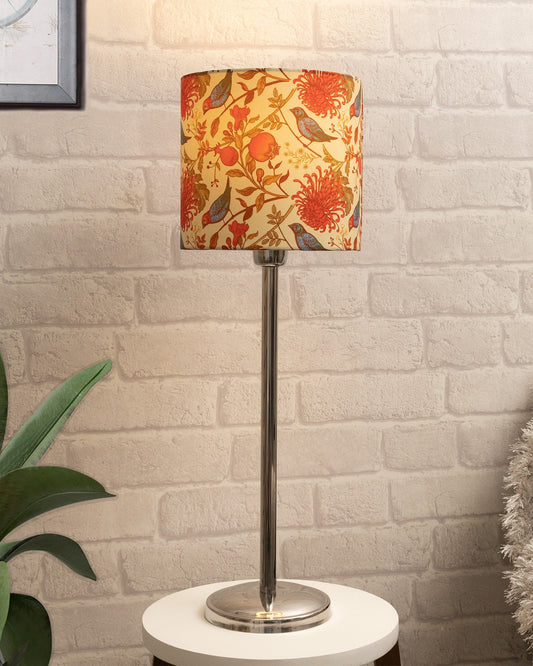 Gray Chrome 16" Suave Table Lamp with Fabric Shade, Bedside Light