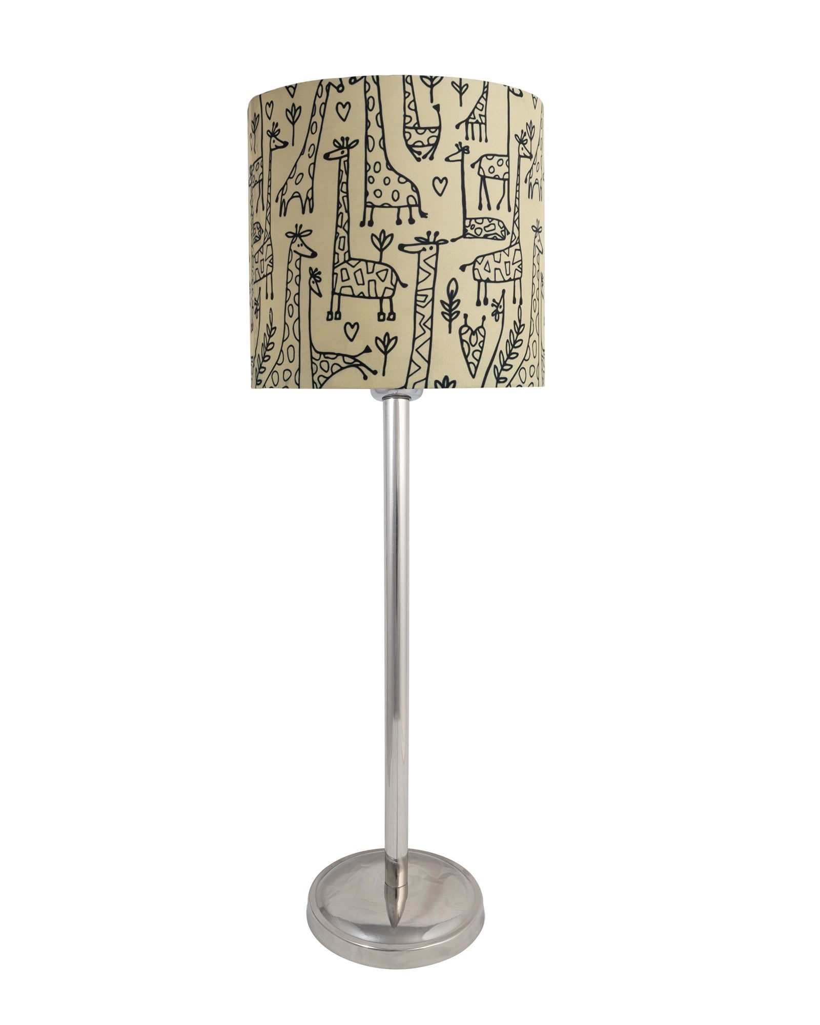 Gray Chrome 16" Suave Table Lamp with Fabric Shade, Bedside Light
