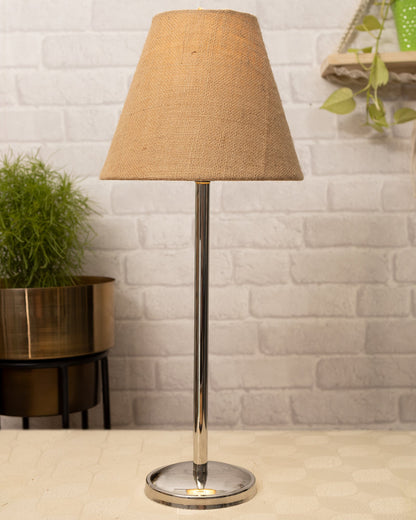Gray Chrome 16" Suave Table Lamp with Fabric Shade, Bedside Light
