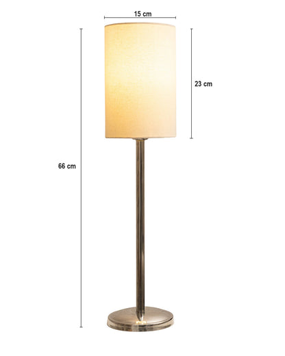 Gray Chrome 16" Suave Table Lamp with Fabric Shade, Bedside Light