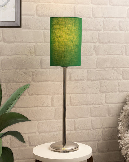 Gray Chrome 16" Suave Table Lamp with Fabric Shade, Bedside Light