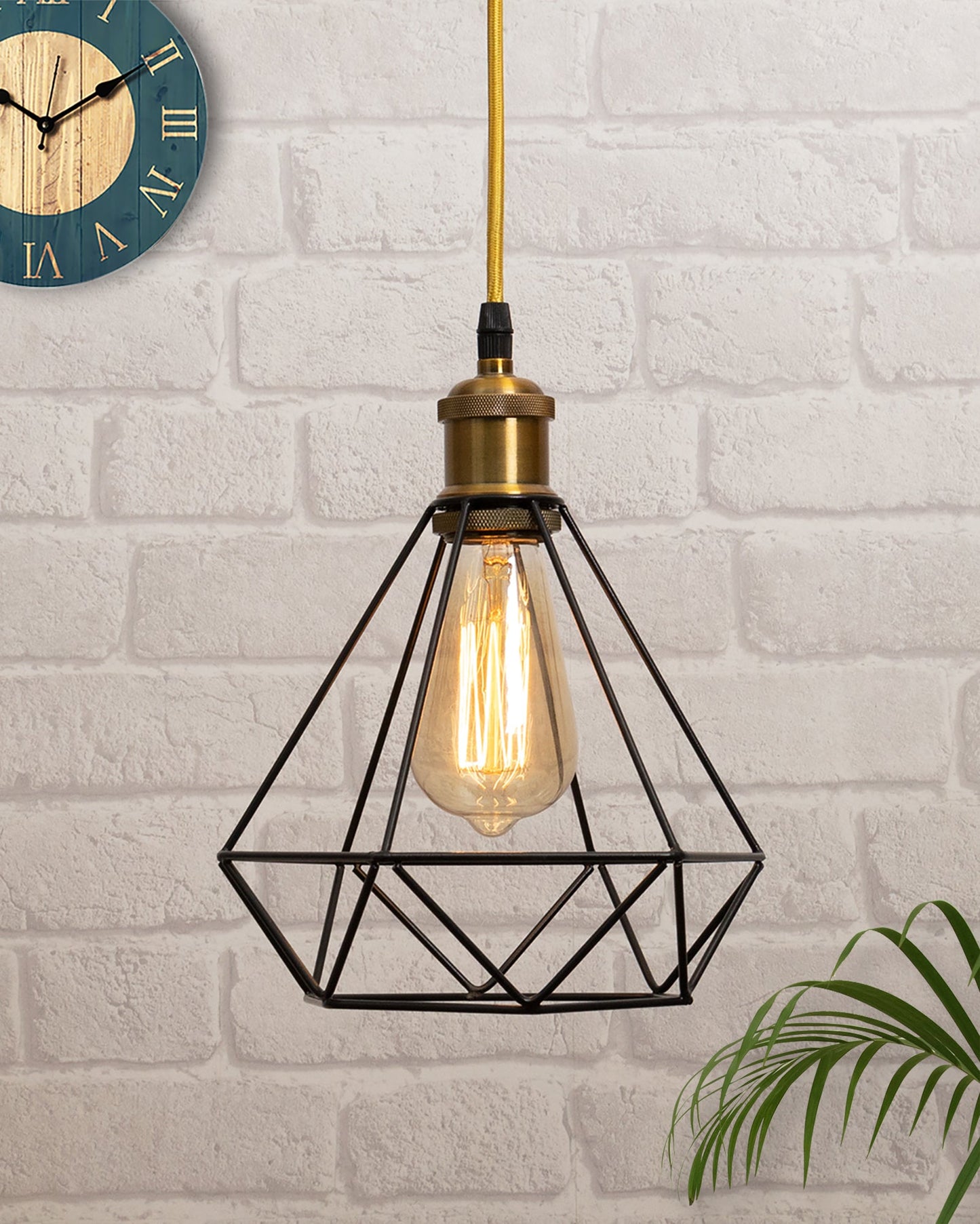 Lighting Black Metal Cage Lampshade for Pendant Light With Holder Hanging Lighting Cord Fixture Farmhouse Bedroom Dining Room Decoration