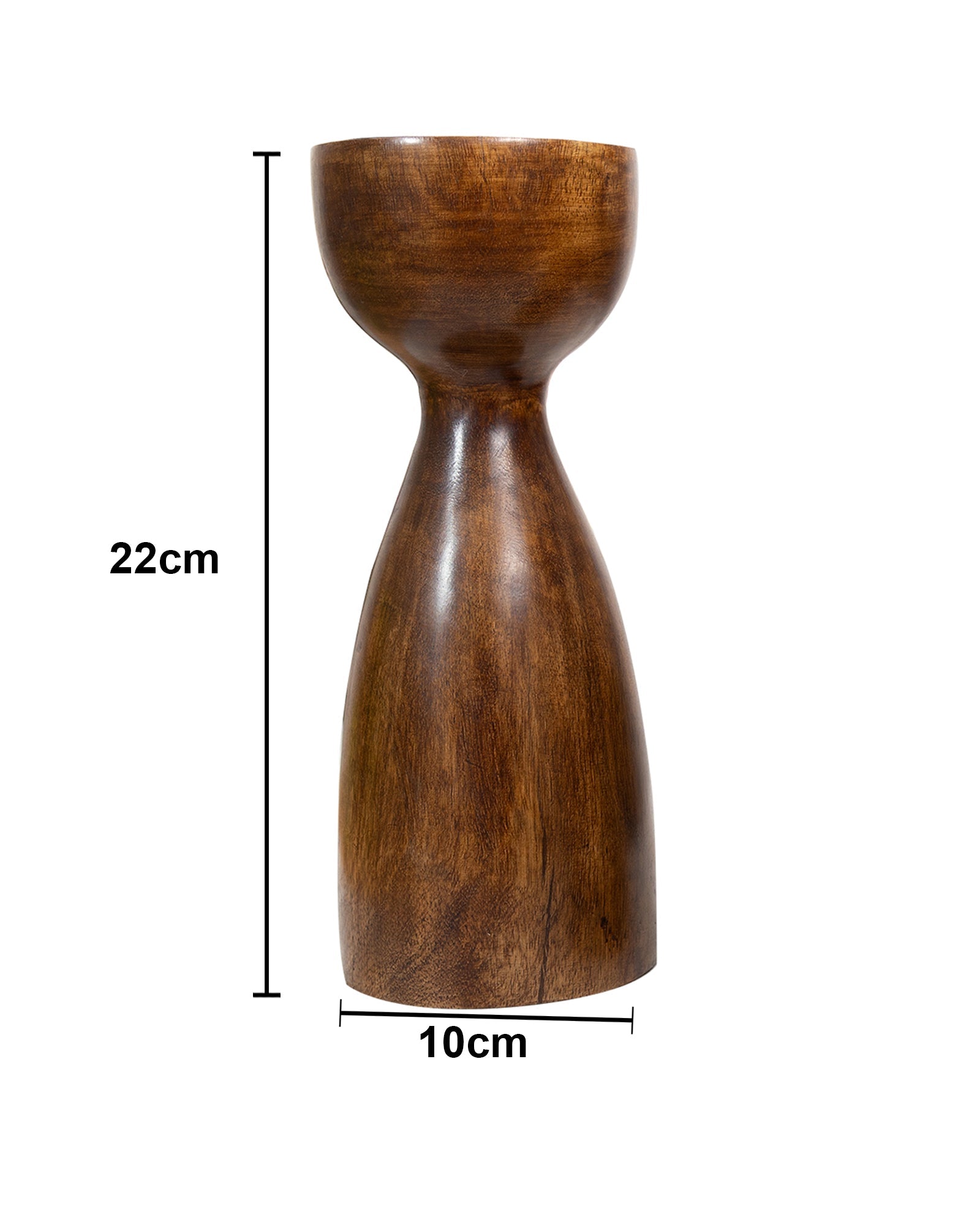 Wooden Pillar Candle Stand, Hand Crafted Wood Candle Holders for Living Room, Table Centerpiece, Hallway Decor Polish, Walnut Cubist