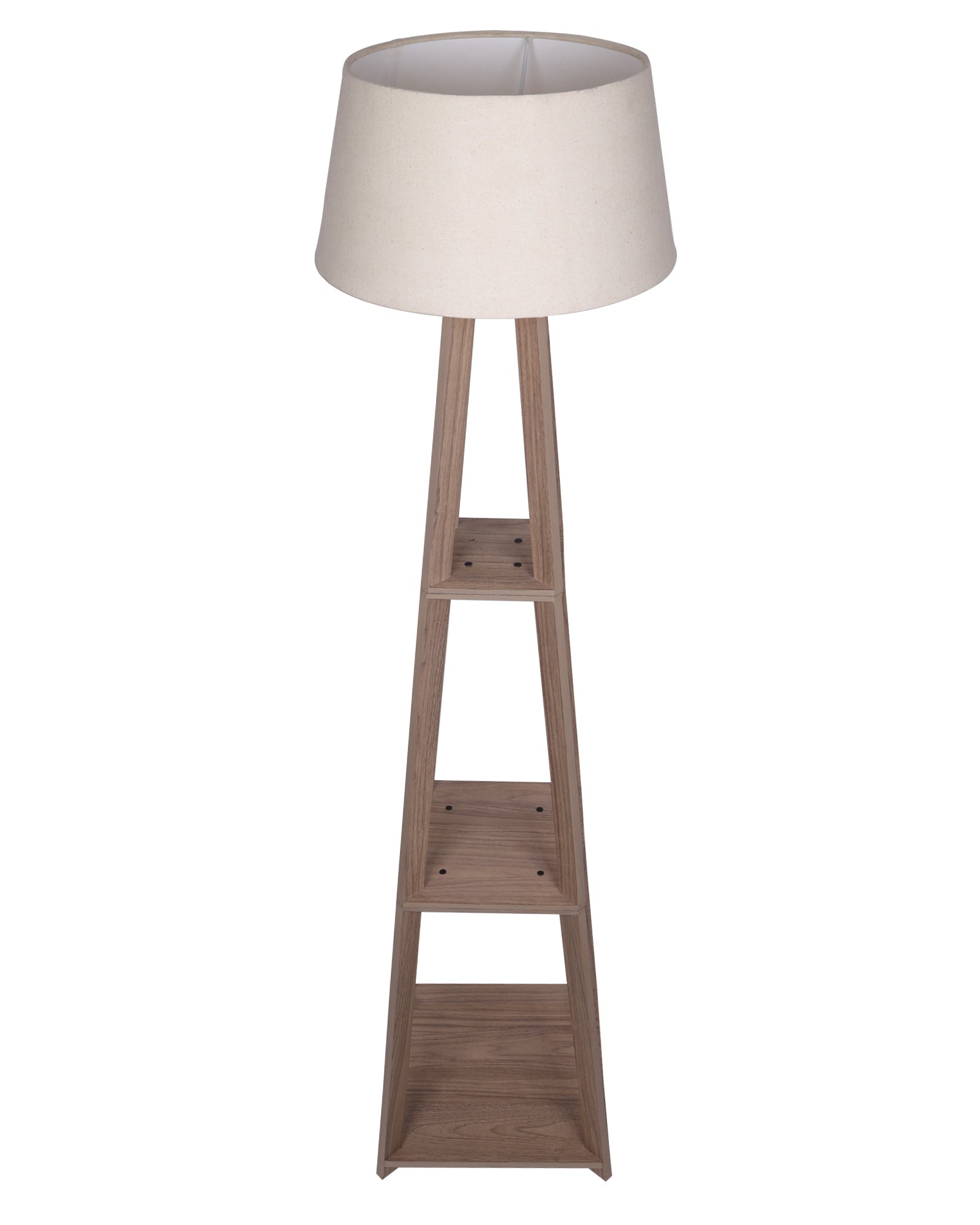 Homesake® Wood Natural Colour 3 Layer Floor Lamp for Living Room With 16" Oka Shade Jute Decor Corner Lamp For Living Room | Standing Lamp | Reading House Bedroom Home