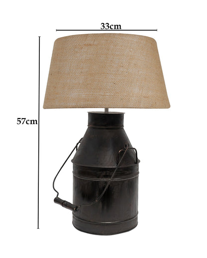 Rustic Milk Churn Can Table Lamp with shade, Black Rust Finish
