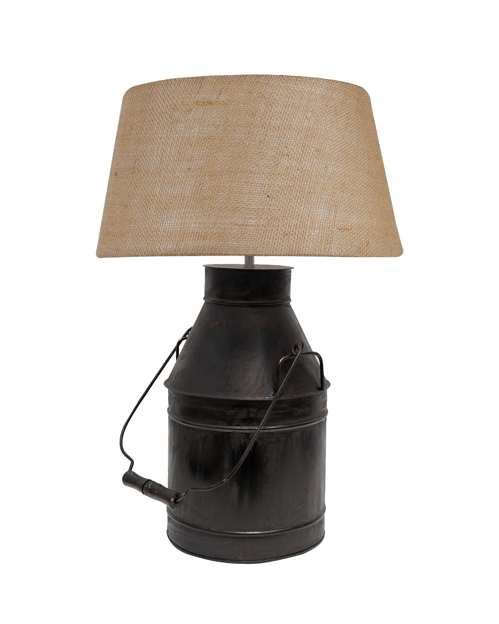 Rustic Milk Churn Can Table Lamp with shade, Black Rust Finish