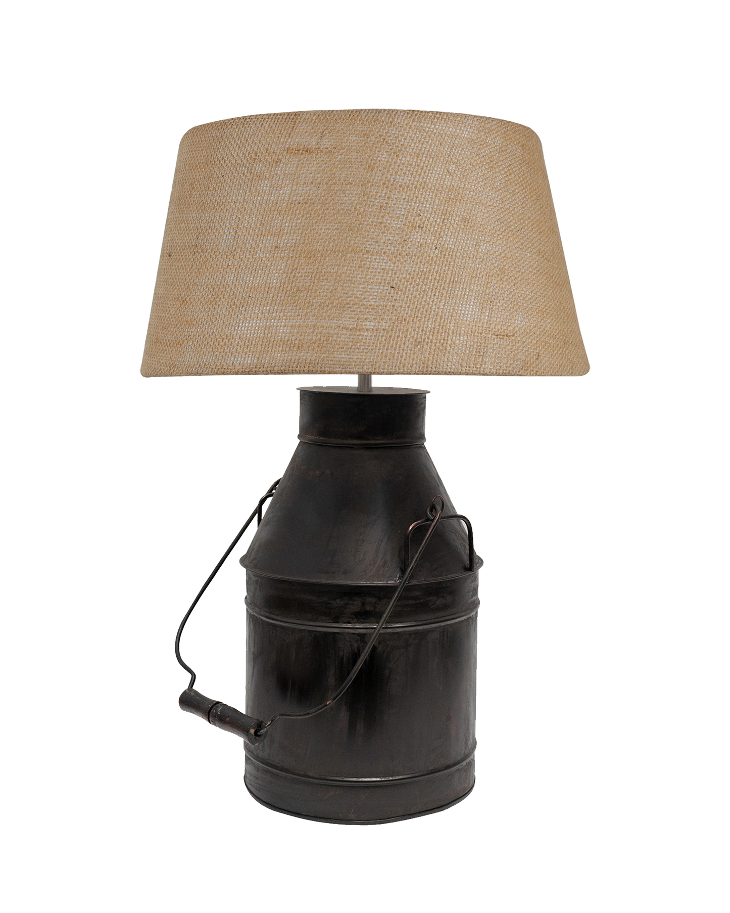 Rustic Milk Churn Can Table Lamp with shade, Black Rust Finish