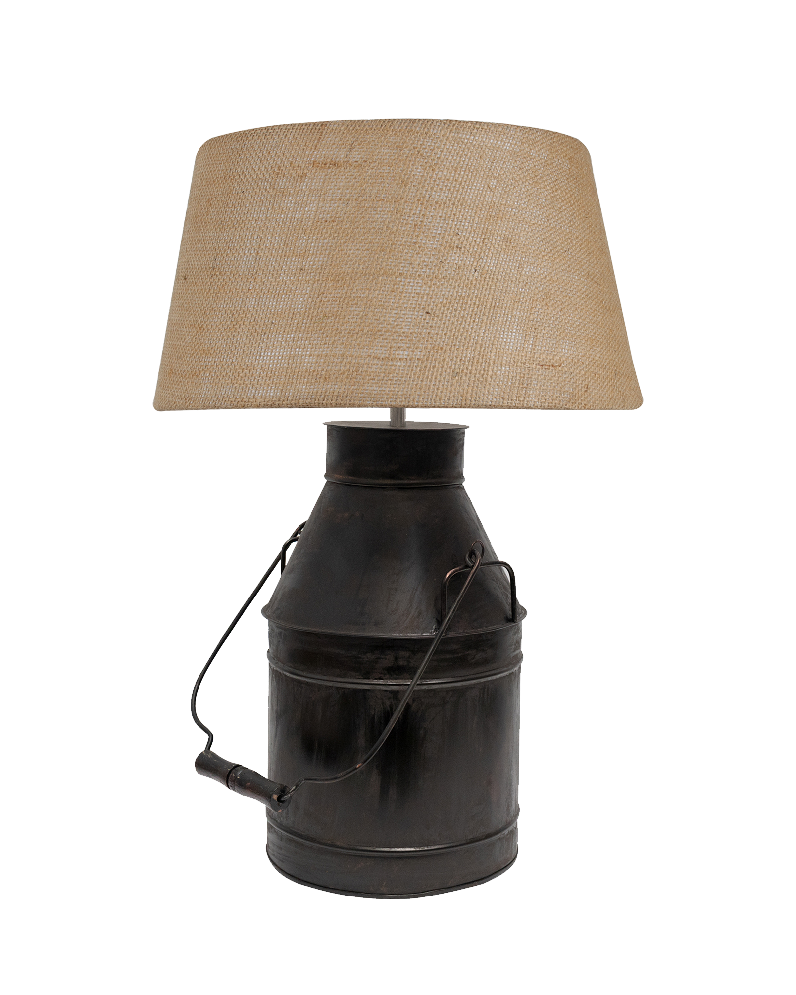 Rustic Milk Churn Can Table Lamp with shade, Black Rust Finish
