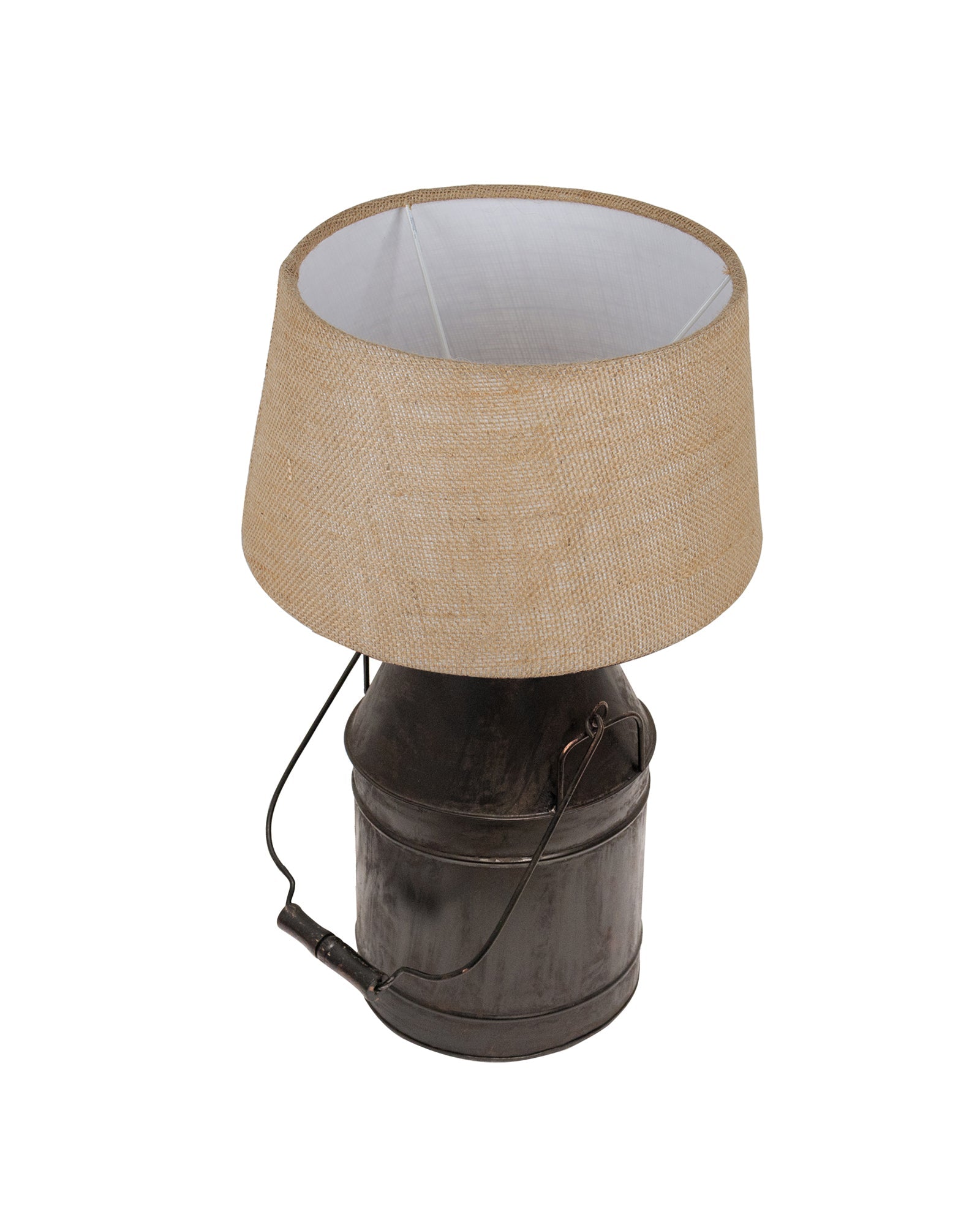 Rustic Milk Churn Can Table Lamp with shade, Black Rust Finish