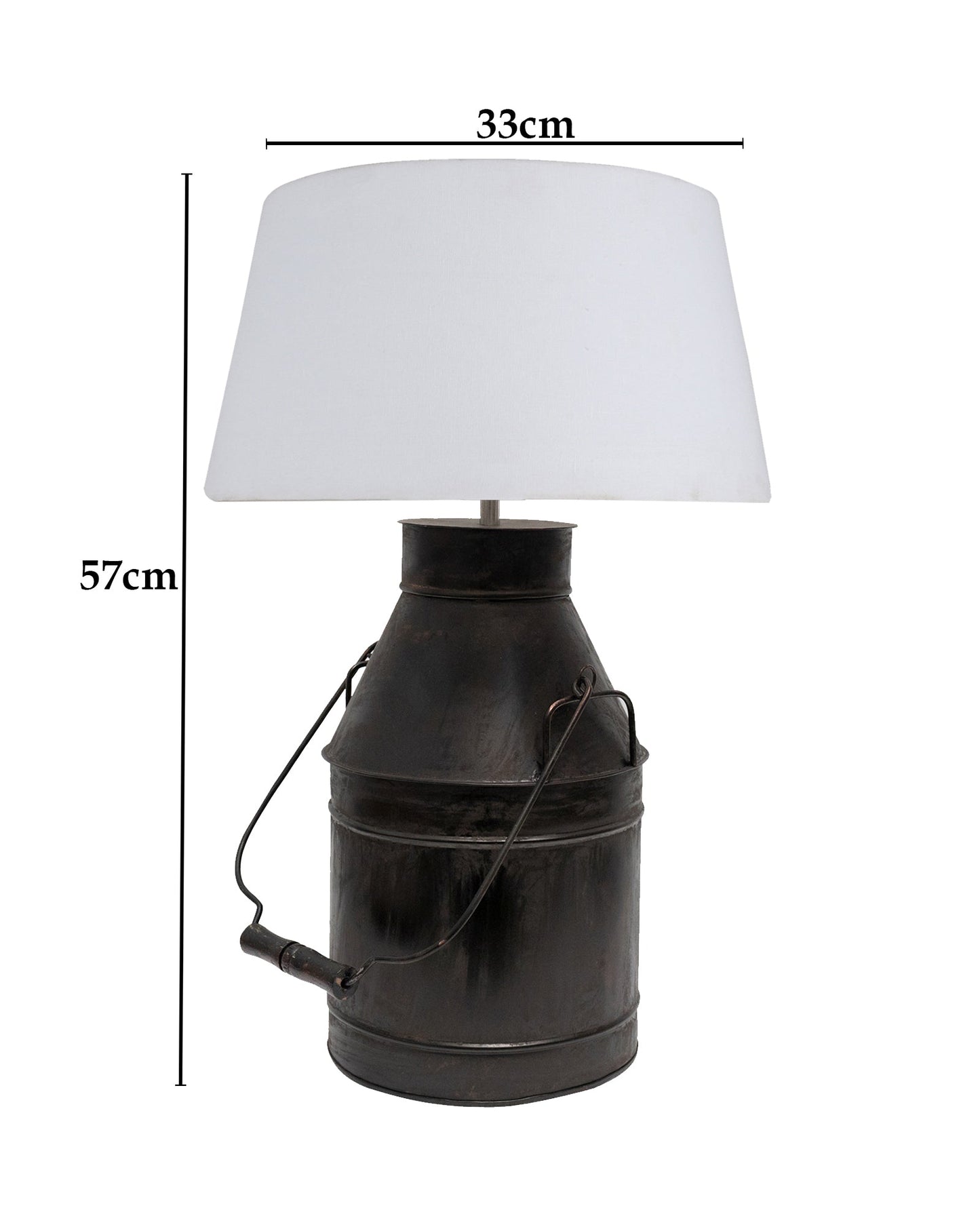 Rustic Milk Churn Can Table Lamp with shade, Black Rust Finish