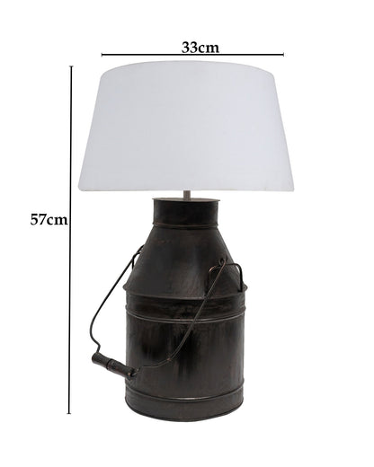 Rustic Milk Churn Can Table Lamp with shade, Black Rust Finish