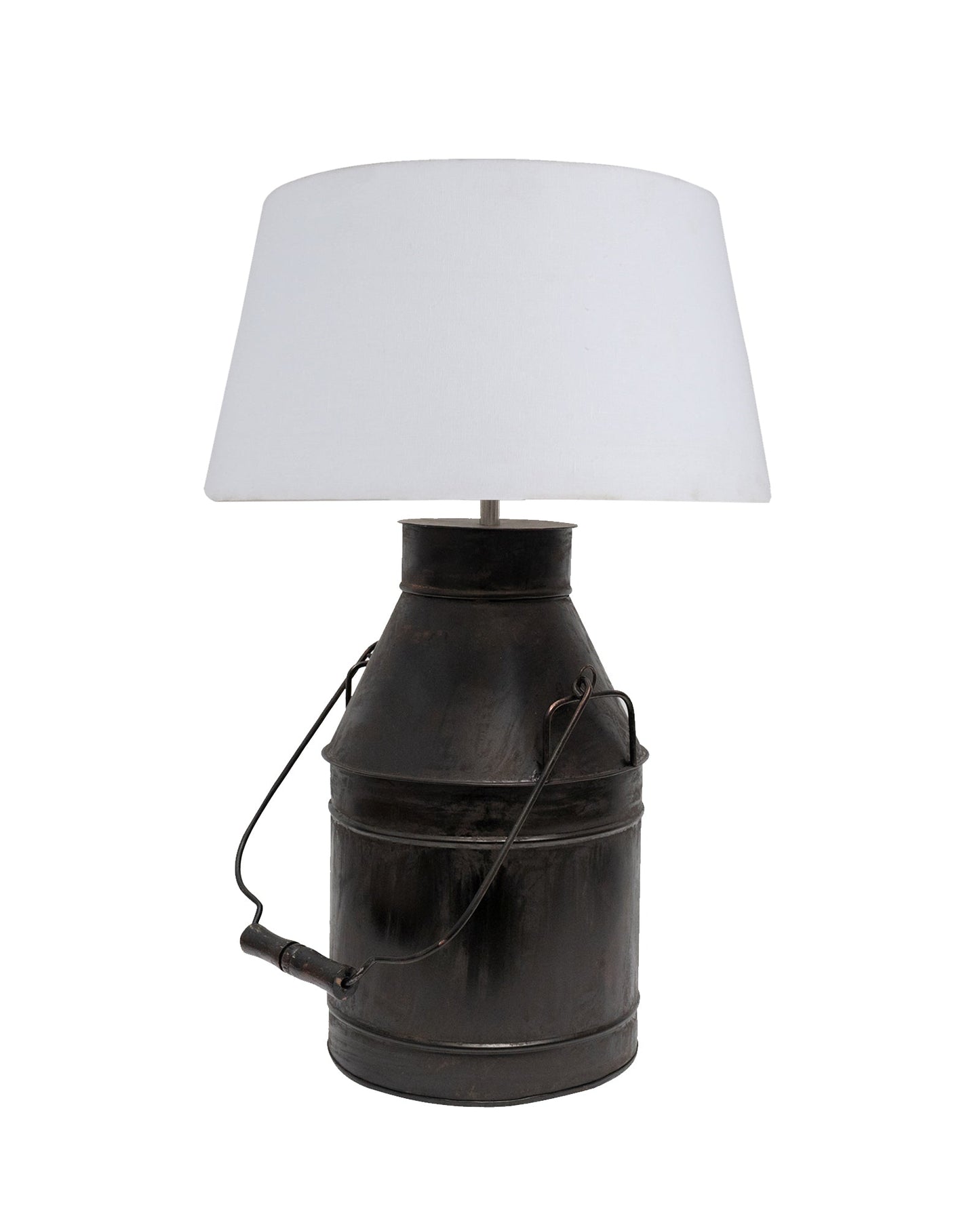 Rustic Milk Churn Can Table Lamp with shade, Black Rust Finish