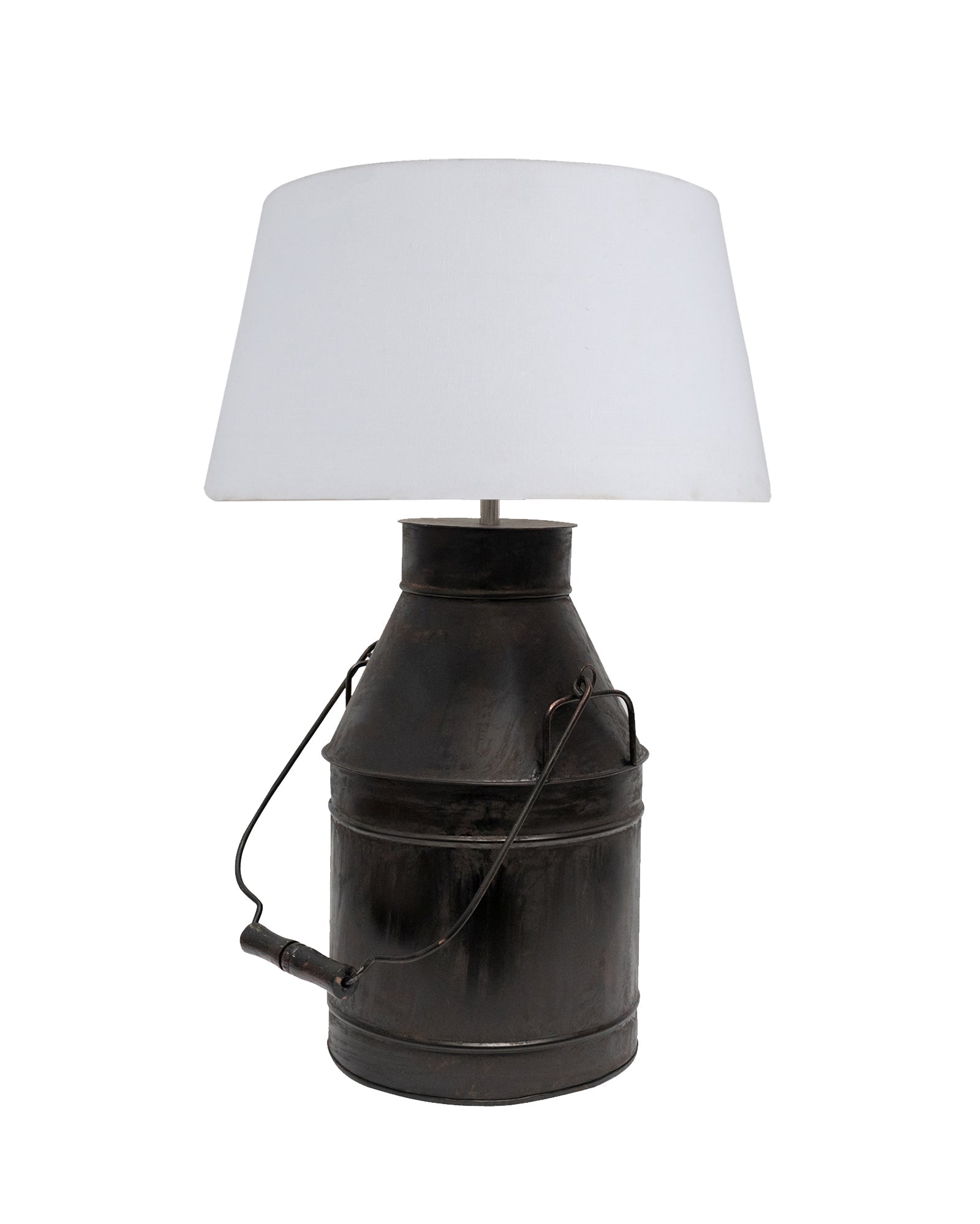 Rustic Milk Churn Can Table Lamp with shade, Black Rust Finish