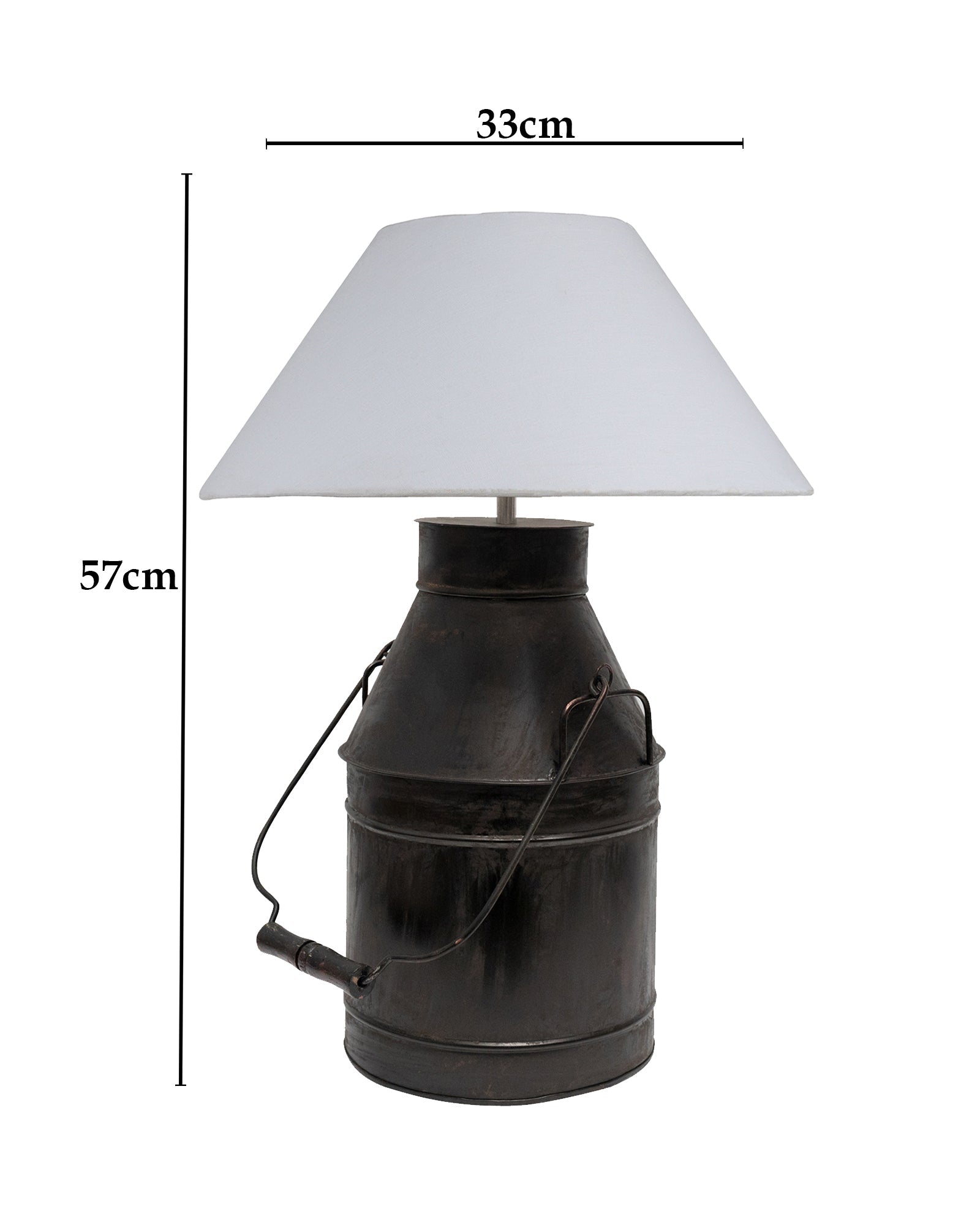 Rustic Milk Churn Can Table Lamp with shade, Black Rust Finish