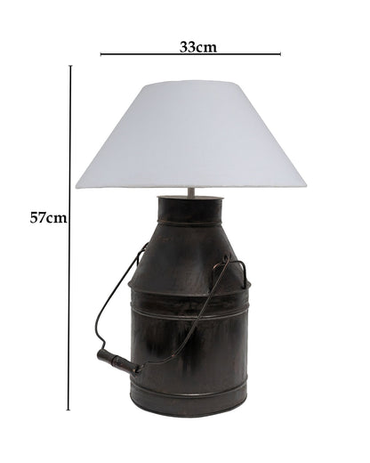 Rustic Milk Churn Can Table Lamp with shade, Black Rust Finish