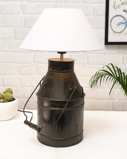 Rustic Milk Churn Can Table Lamp with shade, Black Rust Finish