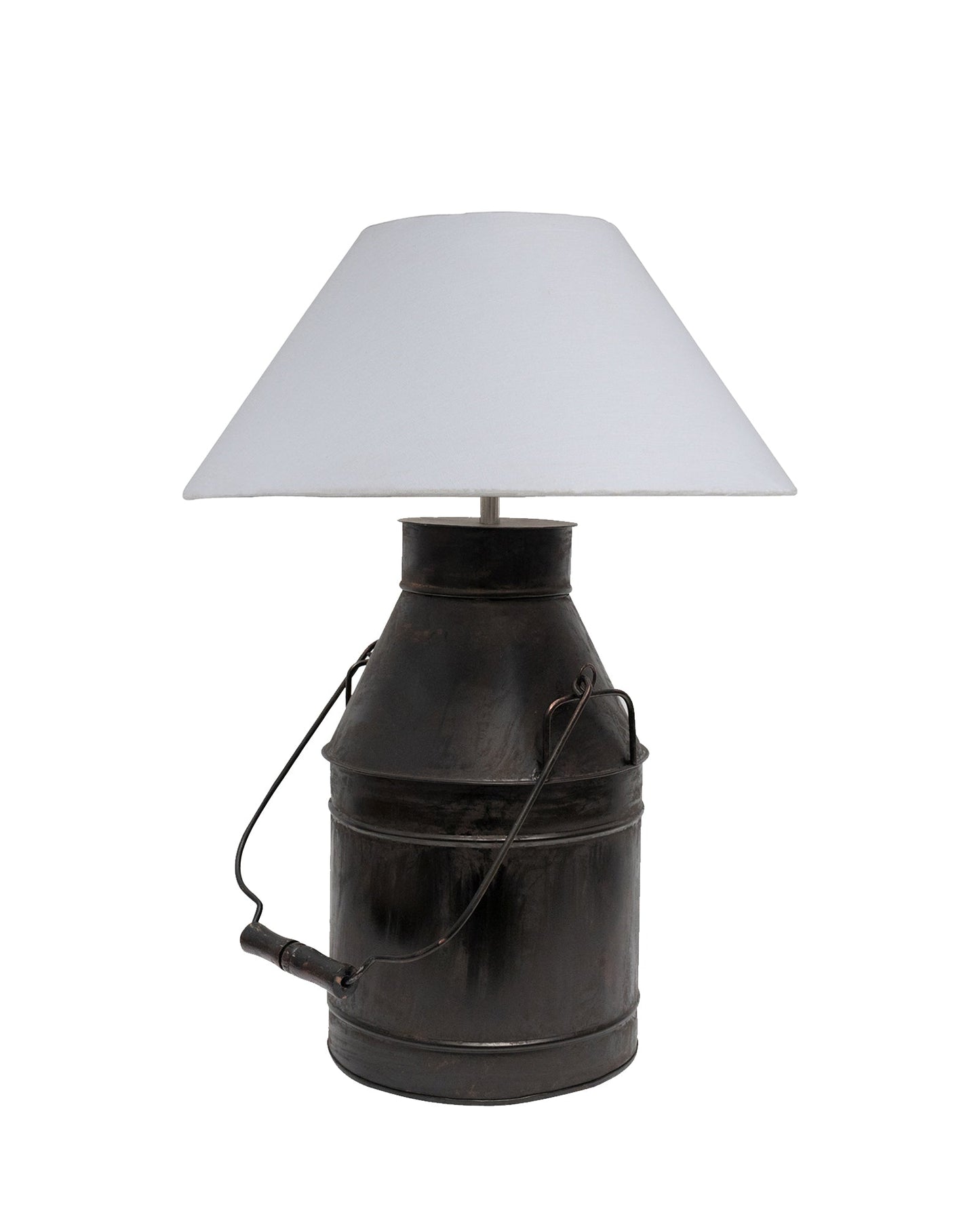 Rustic Milk Churn Can Table Lamp with shade, Black Rust Finish