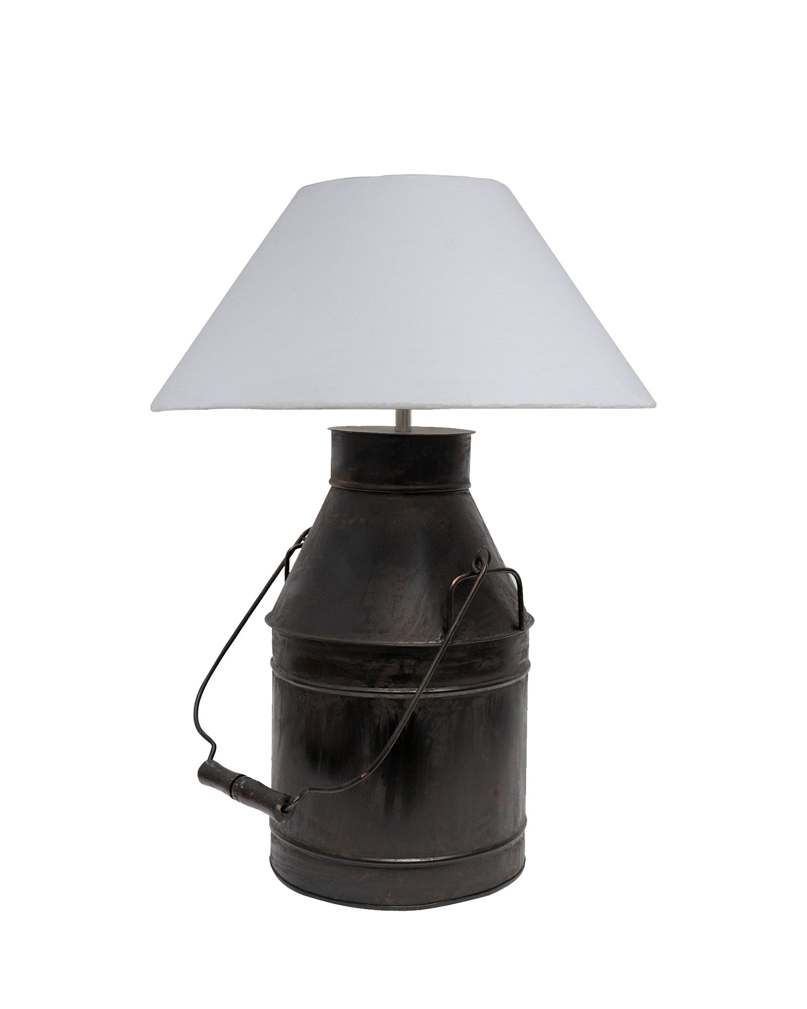 Rustic Milk Churn Can Table Lamp with shade, Black Rust Finish