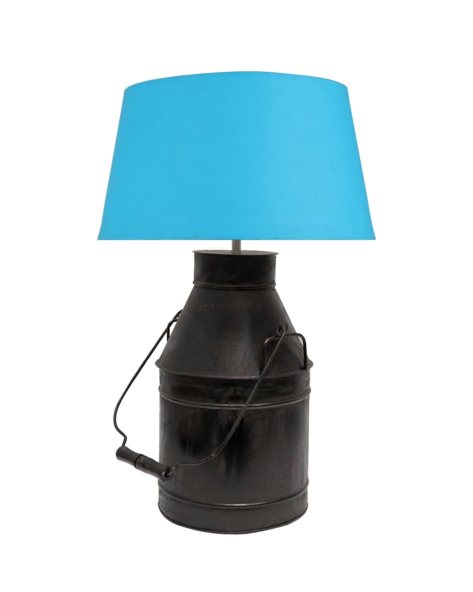 Rustic Milk Churn Can Table Lamp with shade, Black Rust Finish