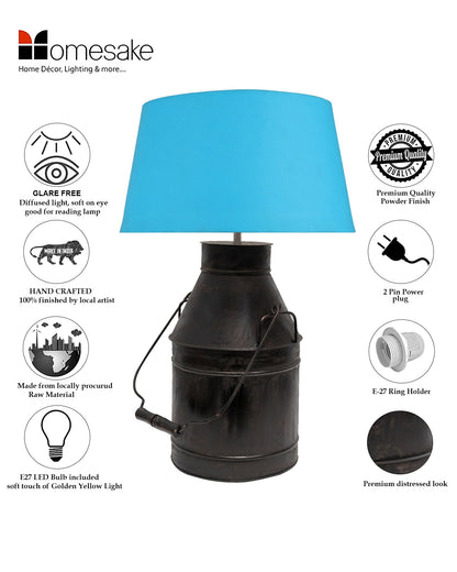 Rustic Milk Churn Can Table Lamp with shade, Black Rust Finish