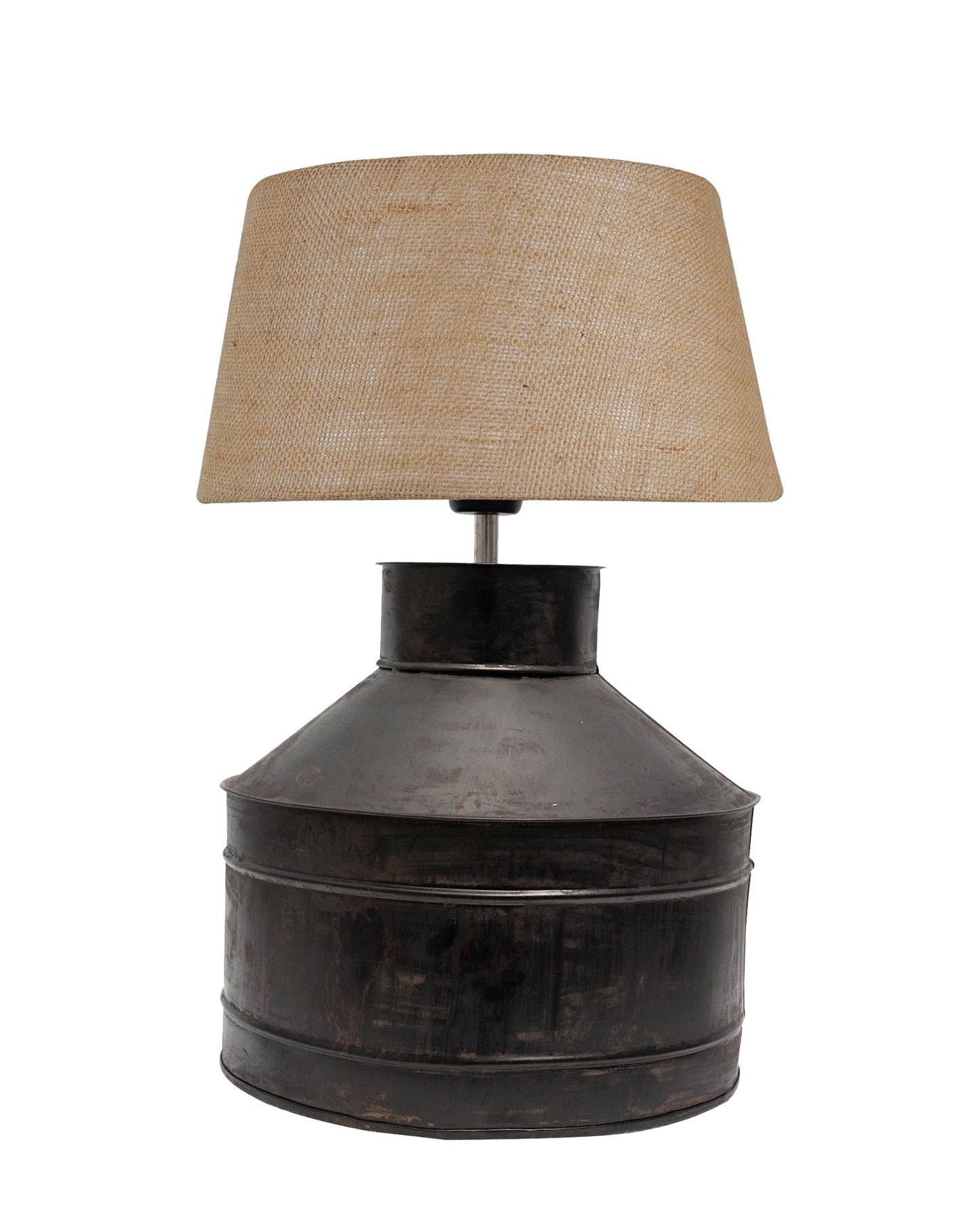 Rustic Milk Gagar Table Lamp with shade, Black Rust Finish