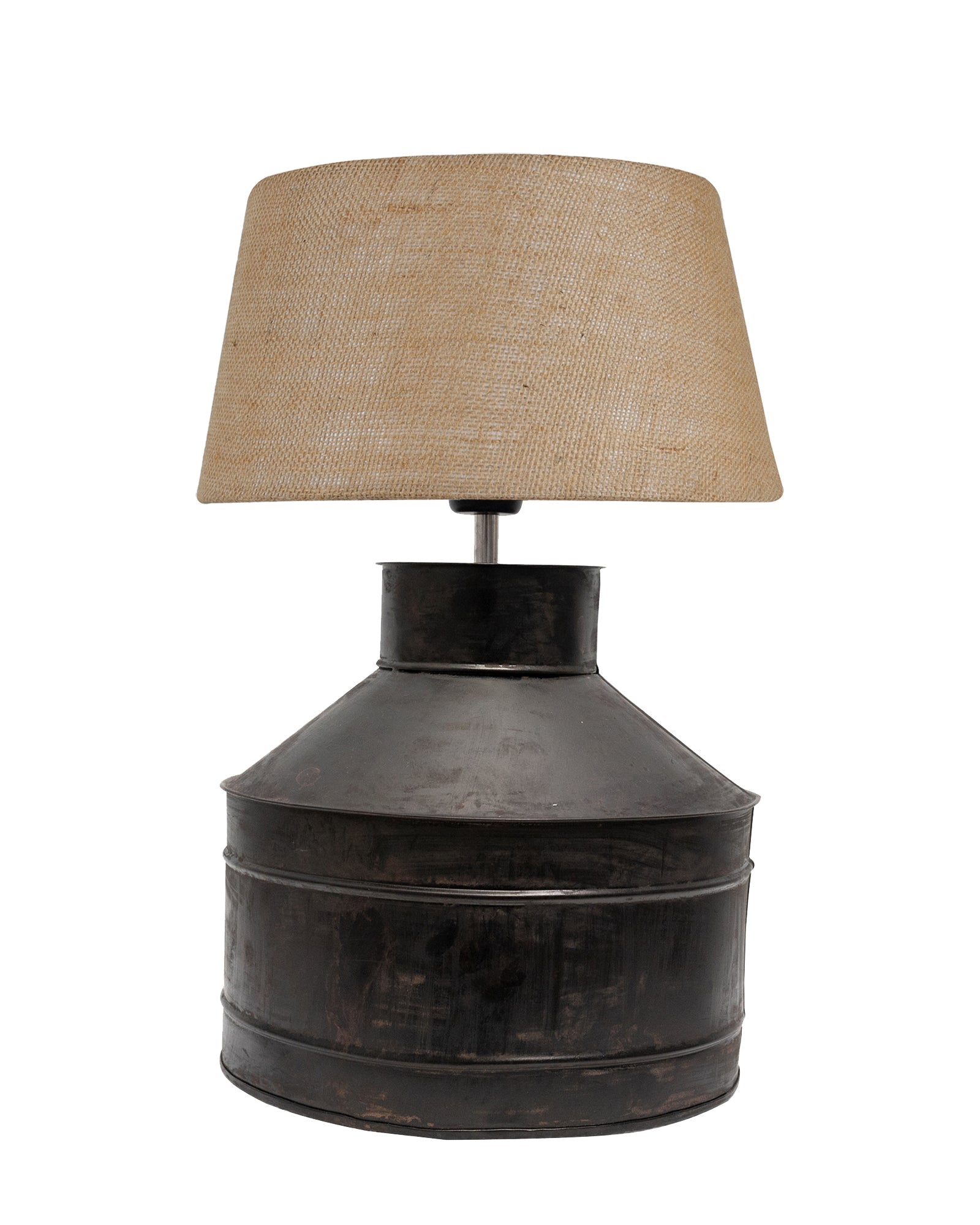 Rustic Milk Gagar Table Lamp with shade, Black Rust Finish
