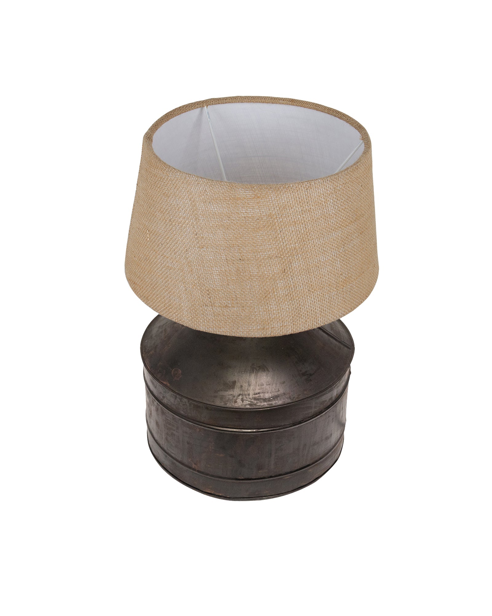 Rustic Milk Gagar Table Lamp with shade, Black Rust Finish