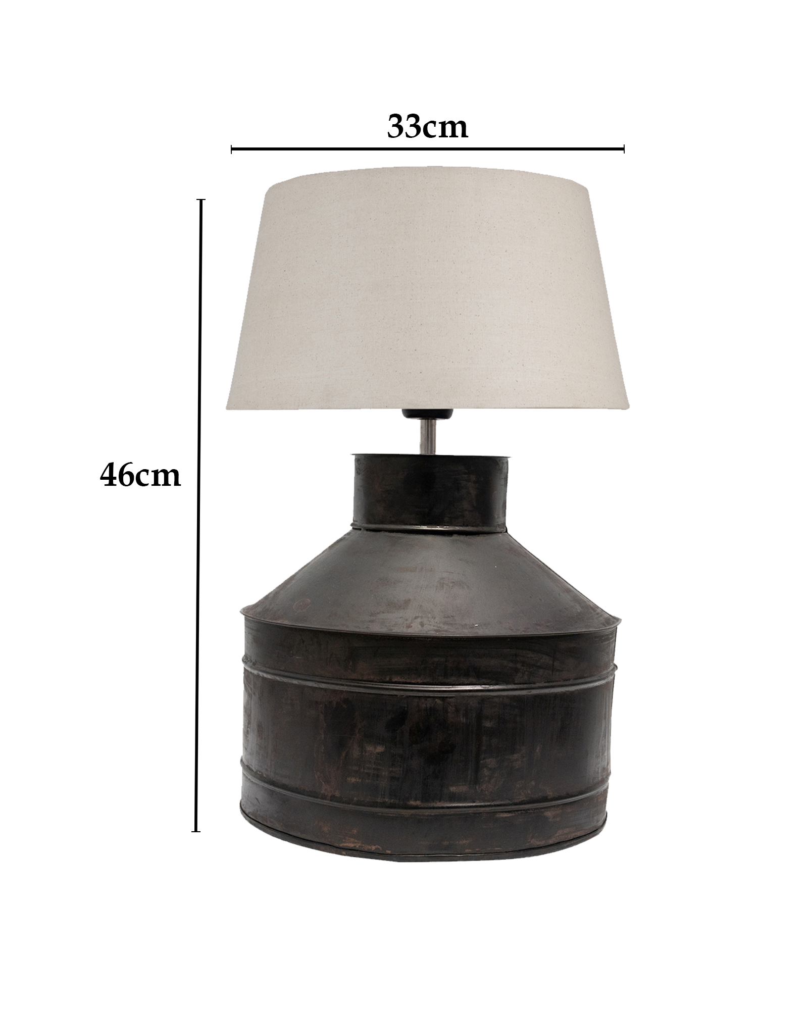 Rustic Milk Gagar Table Lamp with shade, Black Rust Finish