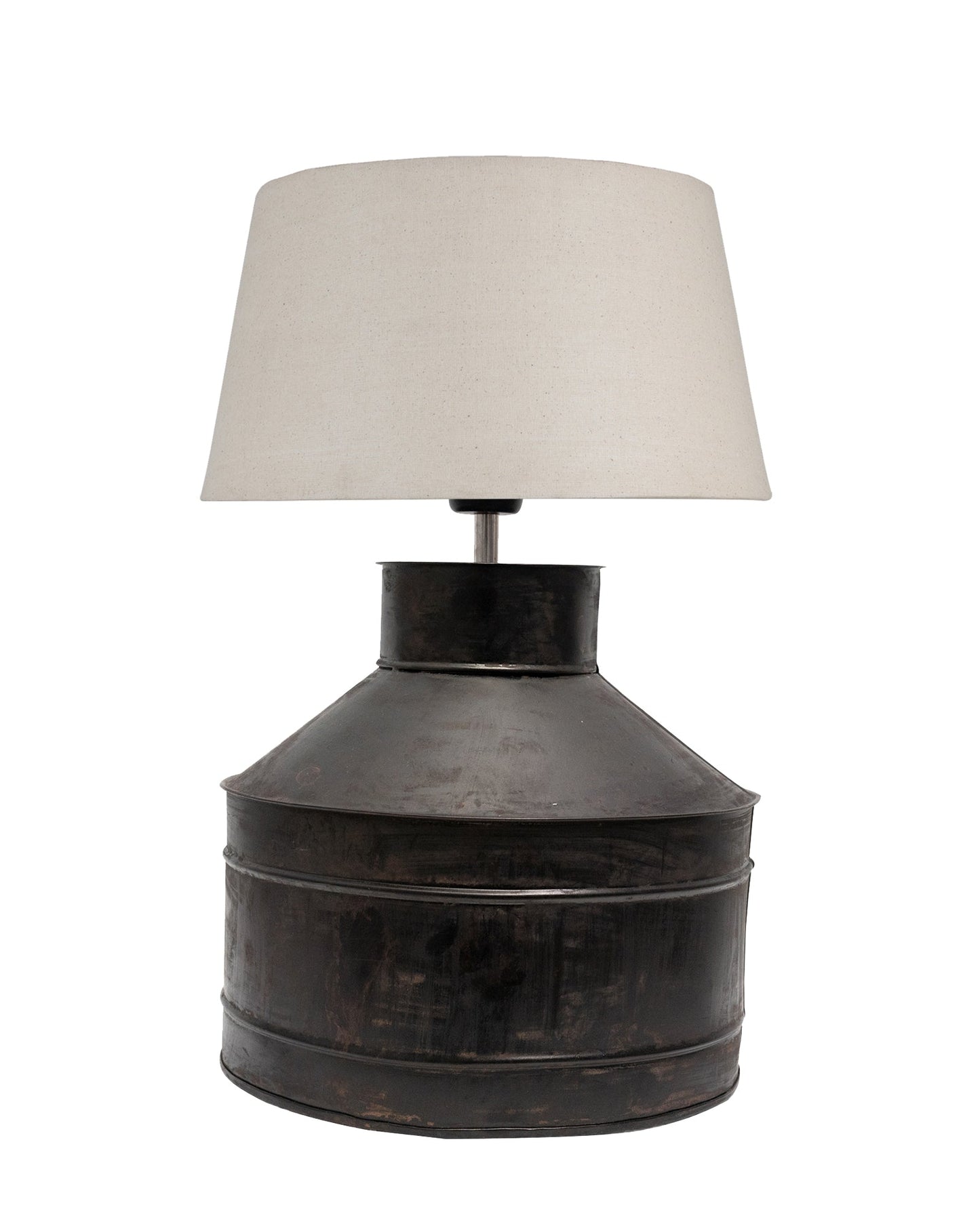 Rustic Milk Gagar Table Lamp with shade, Black Rust Finish