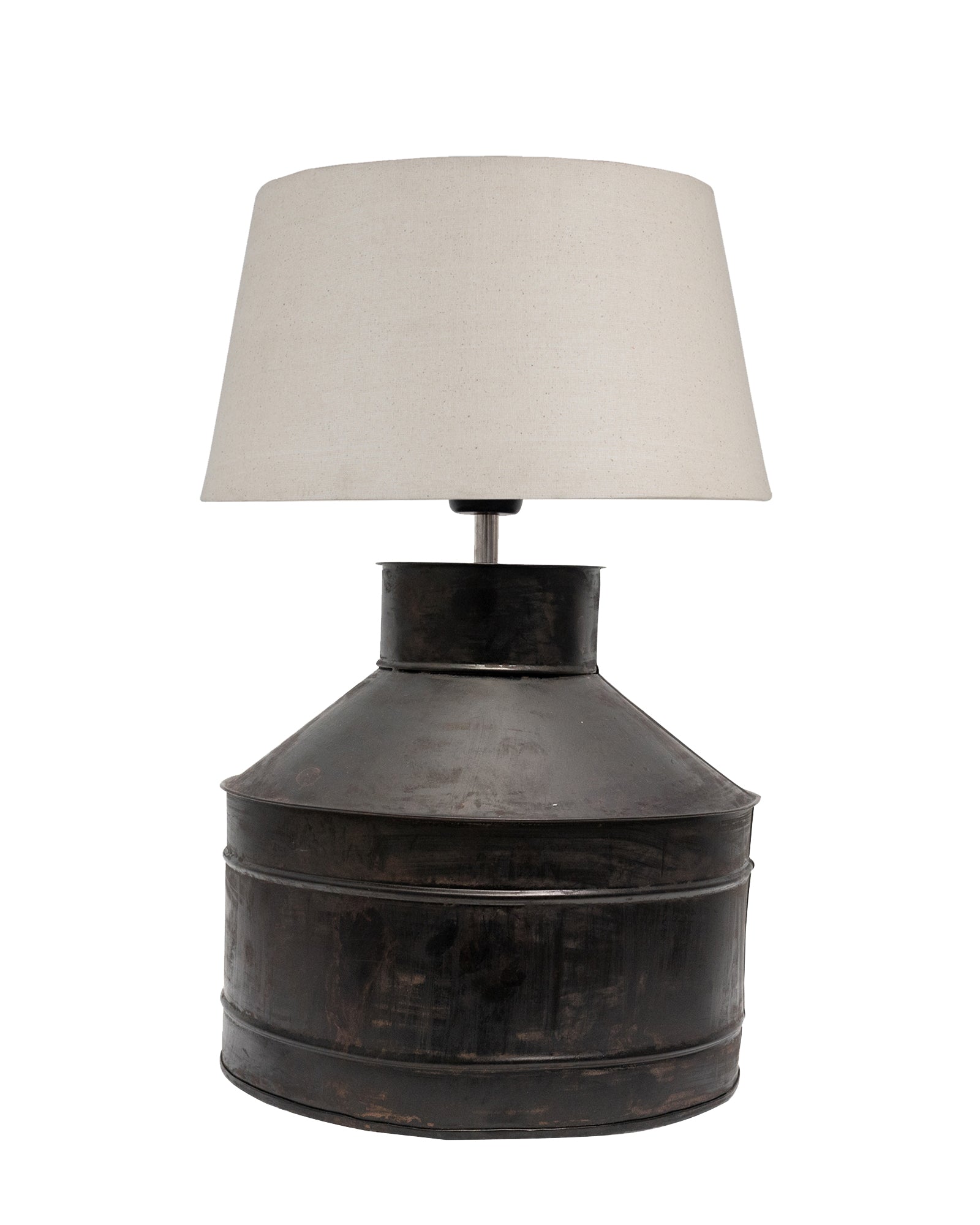Rustic Milk Gagar Table Lamp with shade, Black Rust Finish