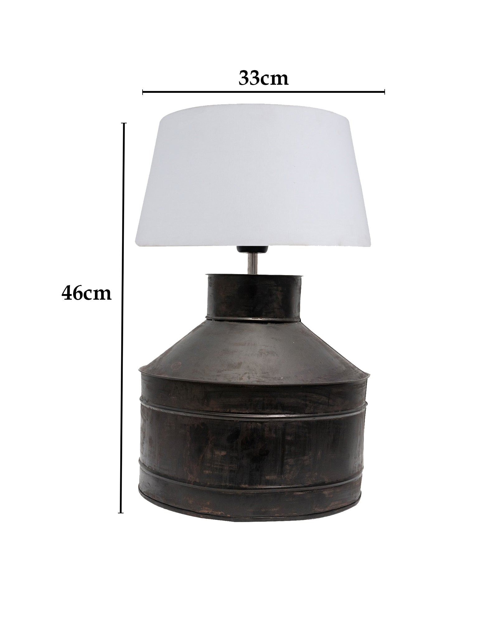 Rustic Milk Gagar Table Lamp with shade, Black Rust Finish