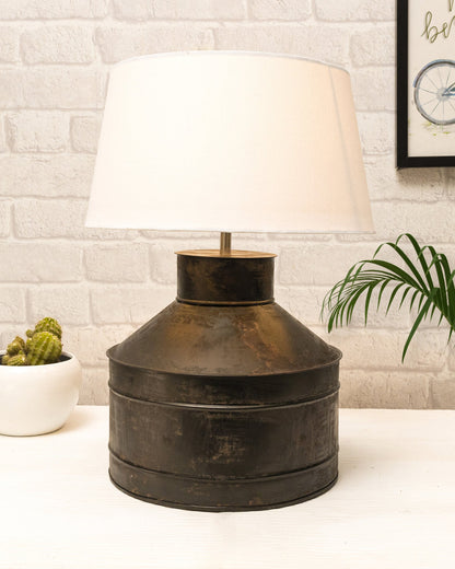 Rustic Milk Gagar Table Lamp with shade, Black Rust Finish