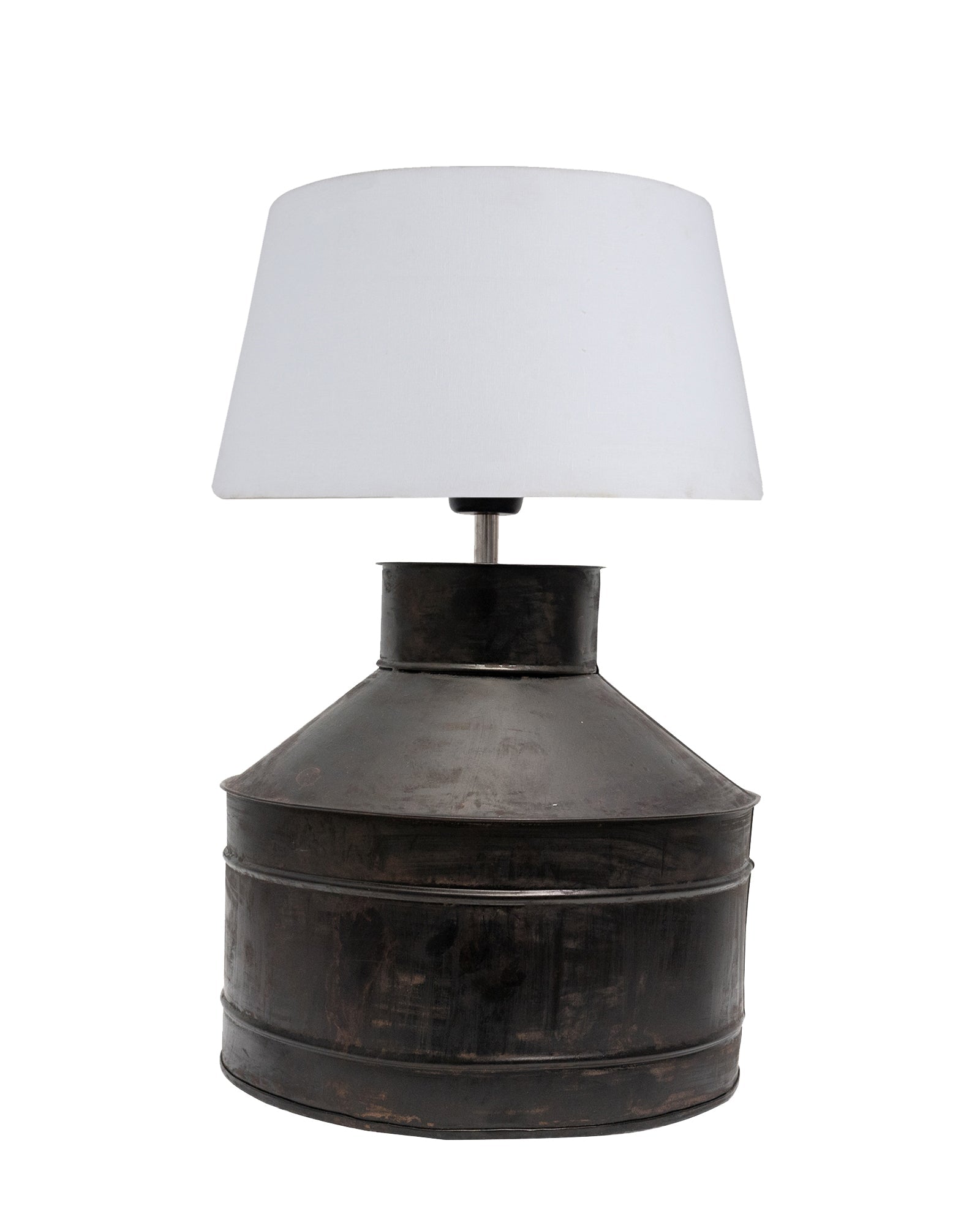 Rustic Milk Gagar Table Lamp with shade, Black Rust Finish