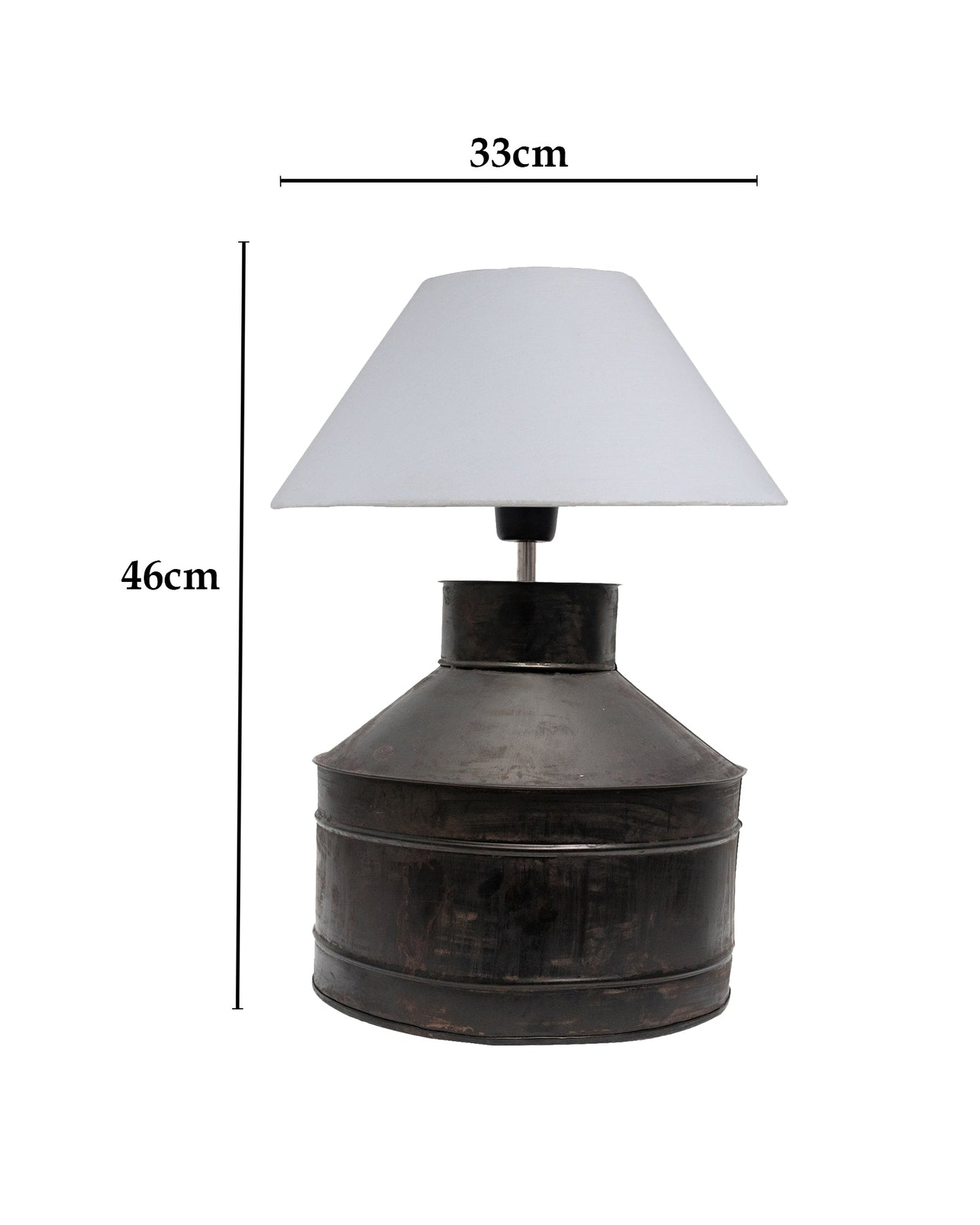 Rustic Milk Gagar Table Lamp with shade, Black Rust Finish