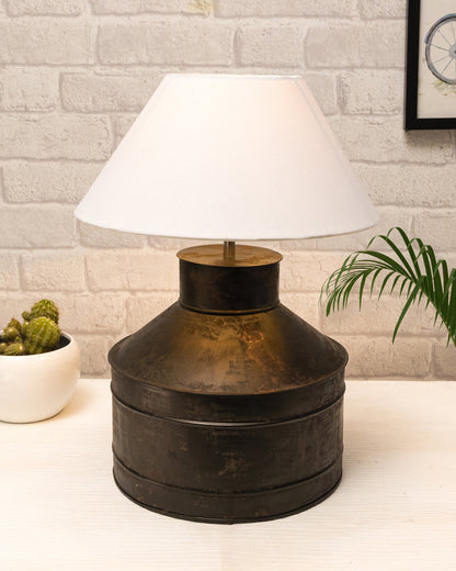 Rustic Milk Gagar Table Lamp with shade, Black Rust Finish