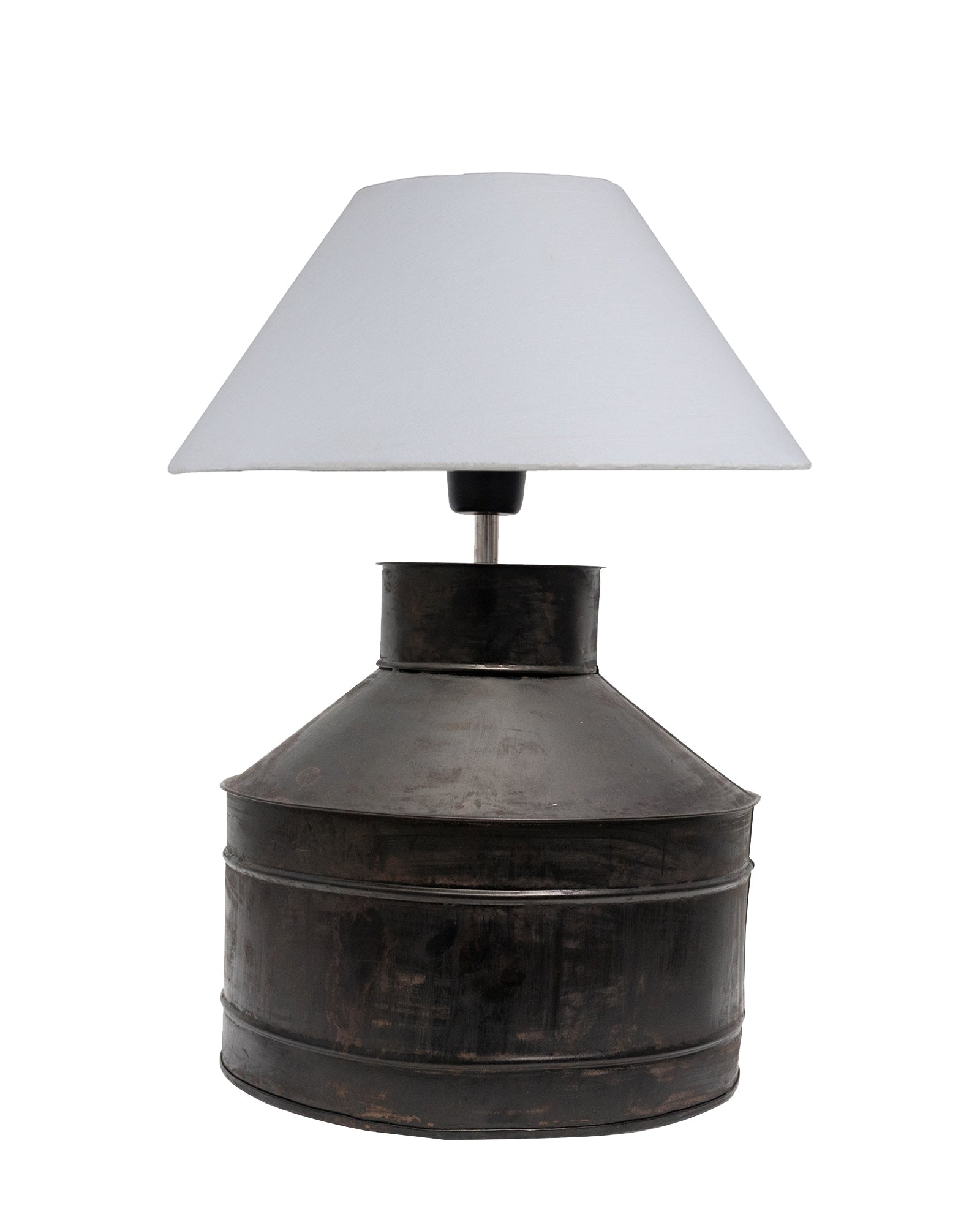 Rustic Milk Gagar Table Lamp with shade, Black Rust Finish