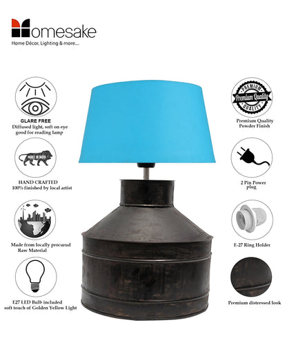Rustic Milk Gagar Table Lamp with shade, Black Rust Finish