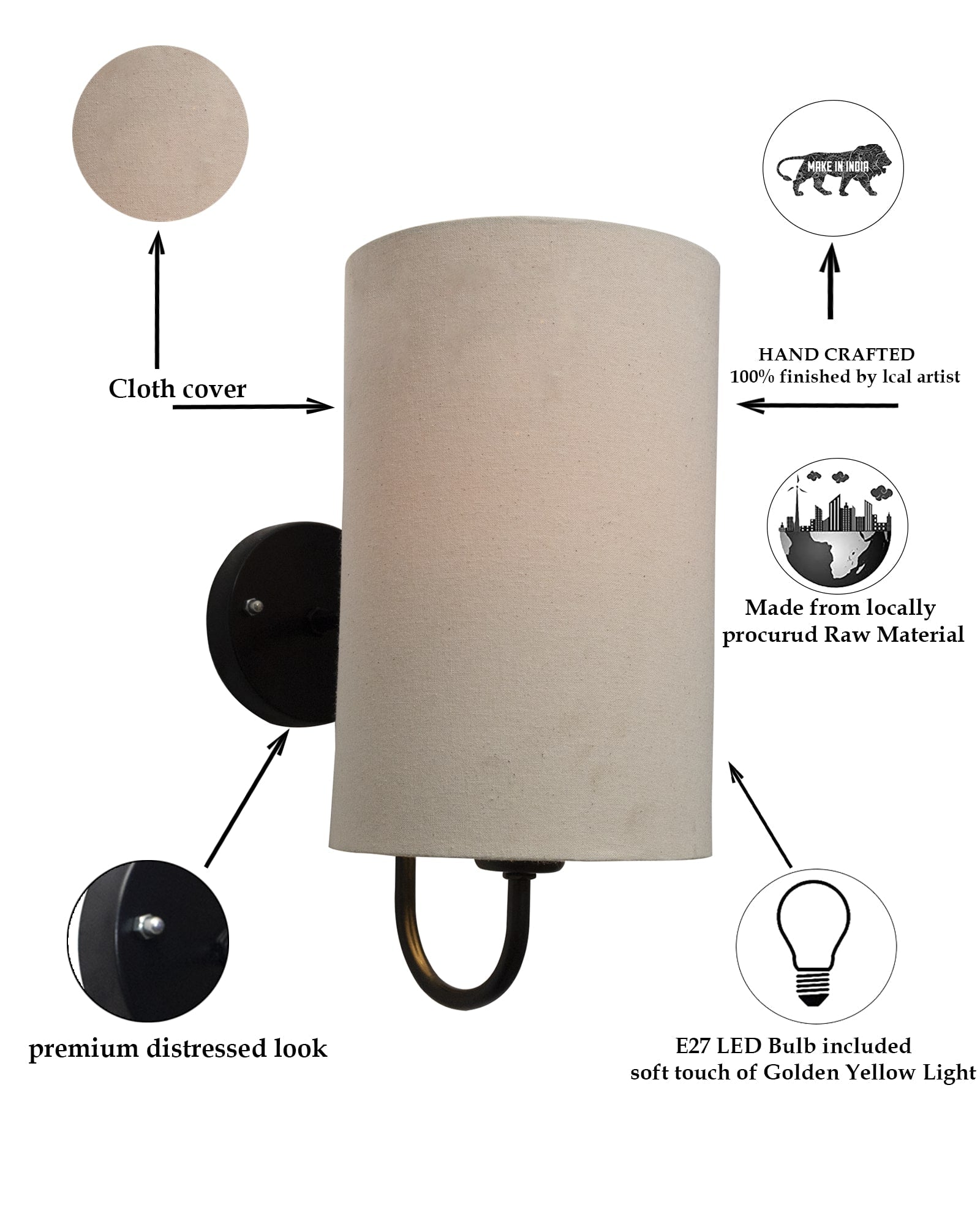 Wall Metal gooseneck stands with Cylinder Shade