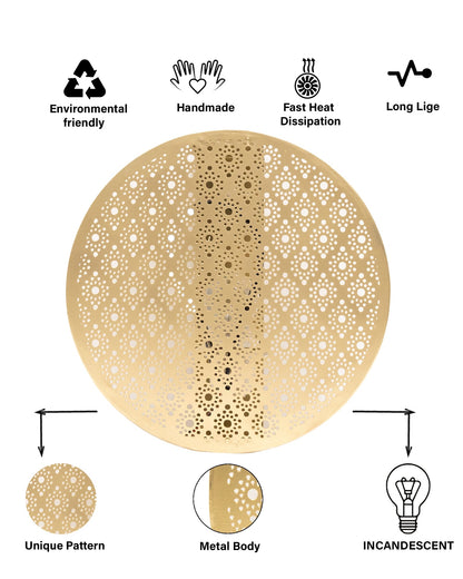 Moroccan Wall Round Light Shade, Engraved Wall Sconce Light Brass Finish