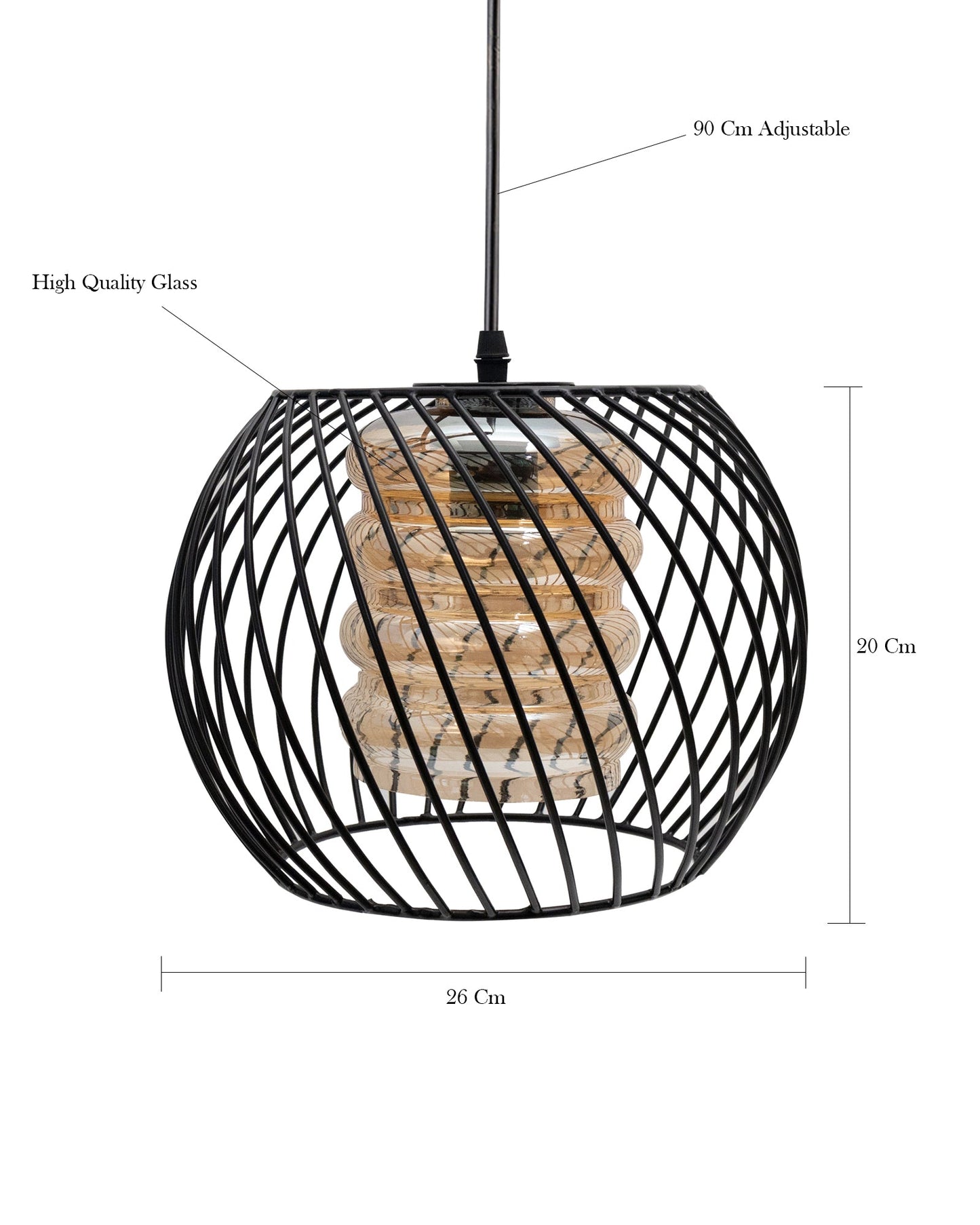 Black Twister Cage Pendant Lighting with Glass Shades,Porch Gazebo Barn Light Fixture