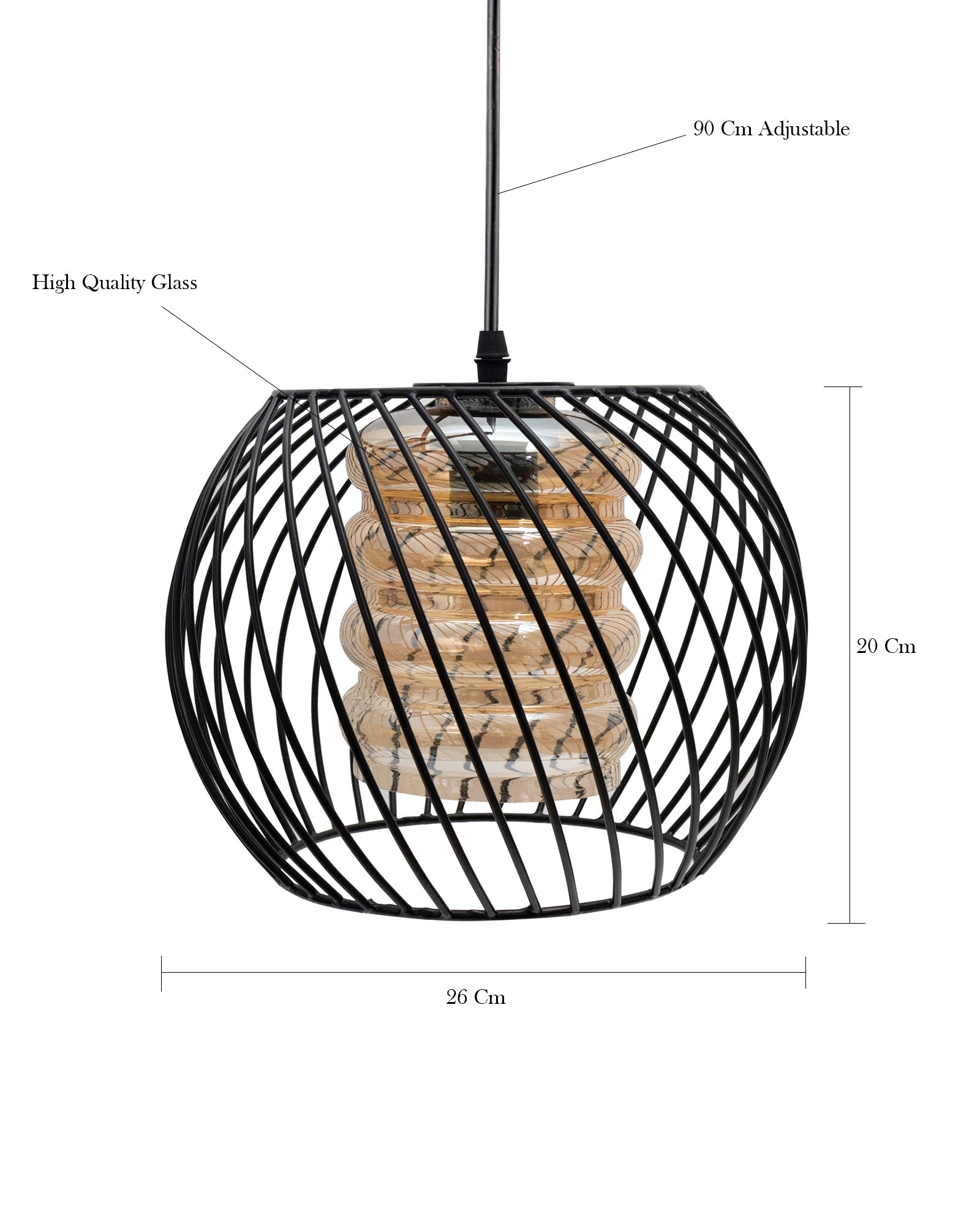 Black Twister Cage Pendant Lighting with Glass Shades,Porch Gazebo Barn Light Fixture