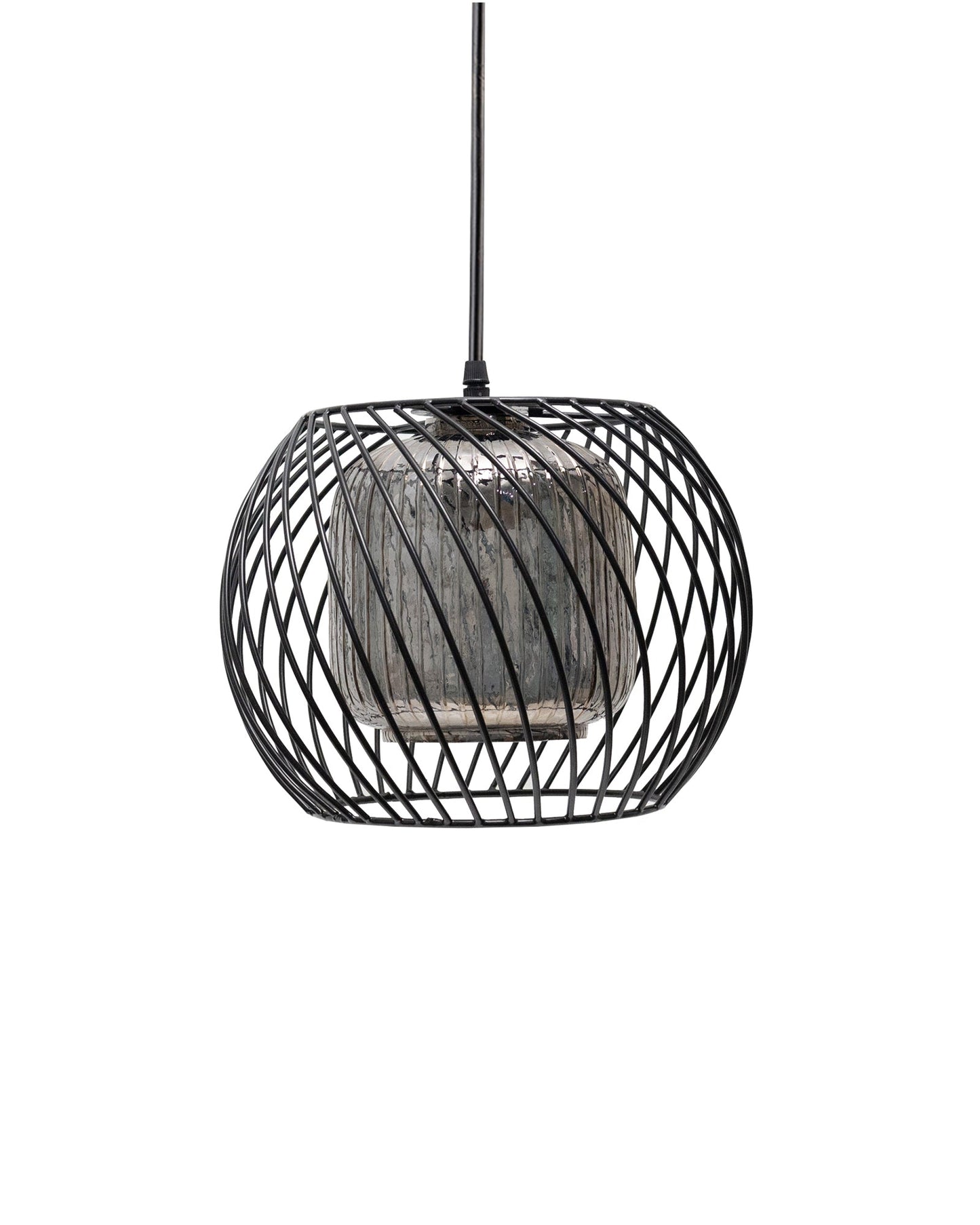 Black Twister Cage Pendant Lighting with Glass Shades,Porch Gazebo Barn Light Fixture